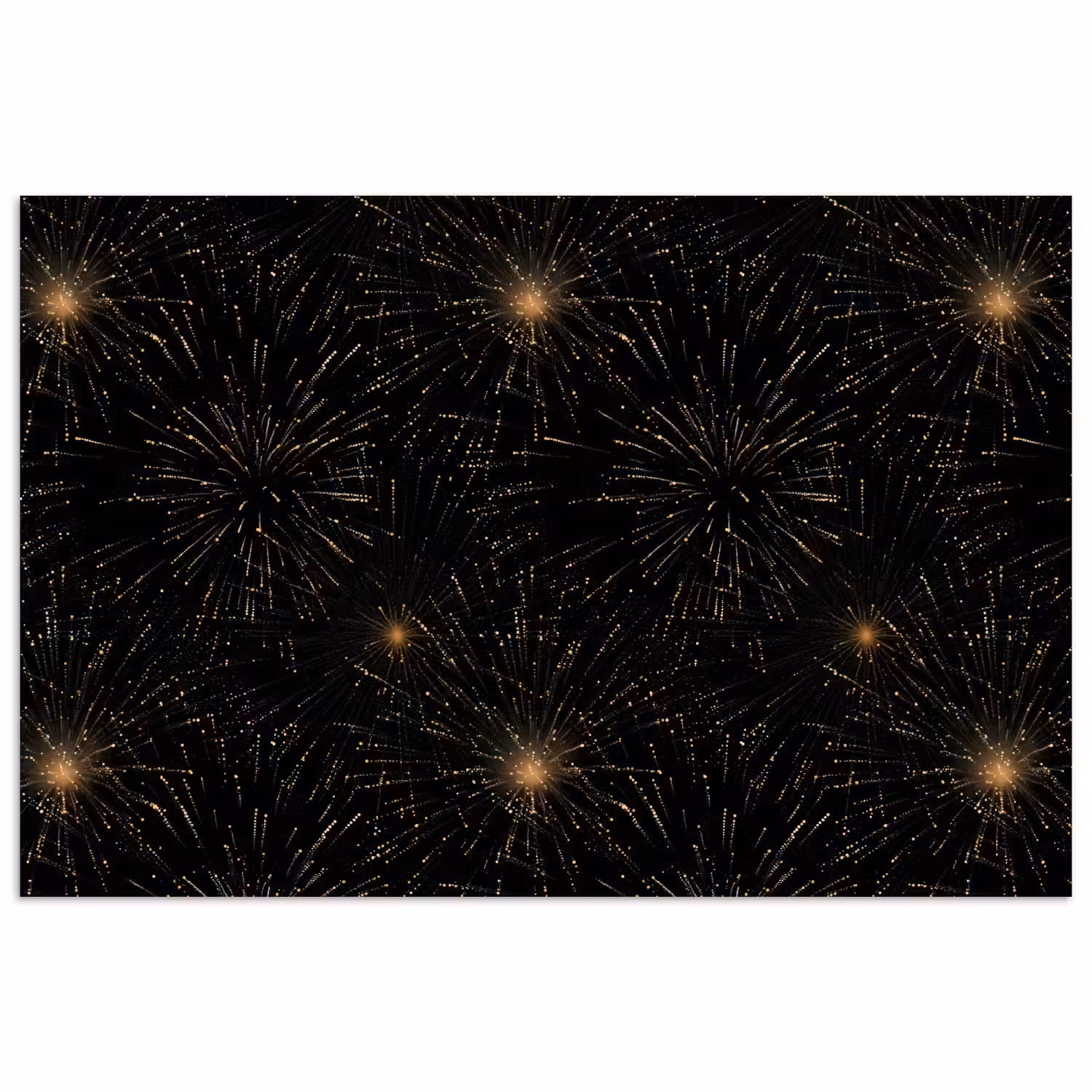 Vuurwerk - Patroon - Feestelijk - Goud - Zwart poster papier klein 62 -3d