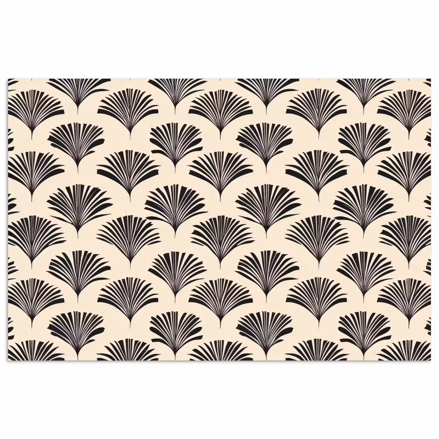 Waaiers - Botanisch - Zwart - Beige poster papier klein 62 -3d