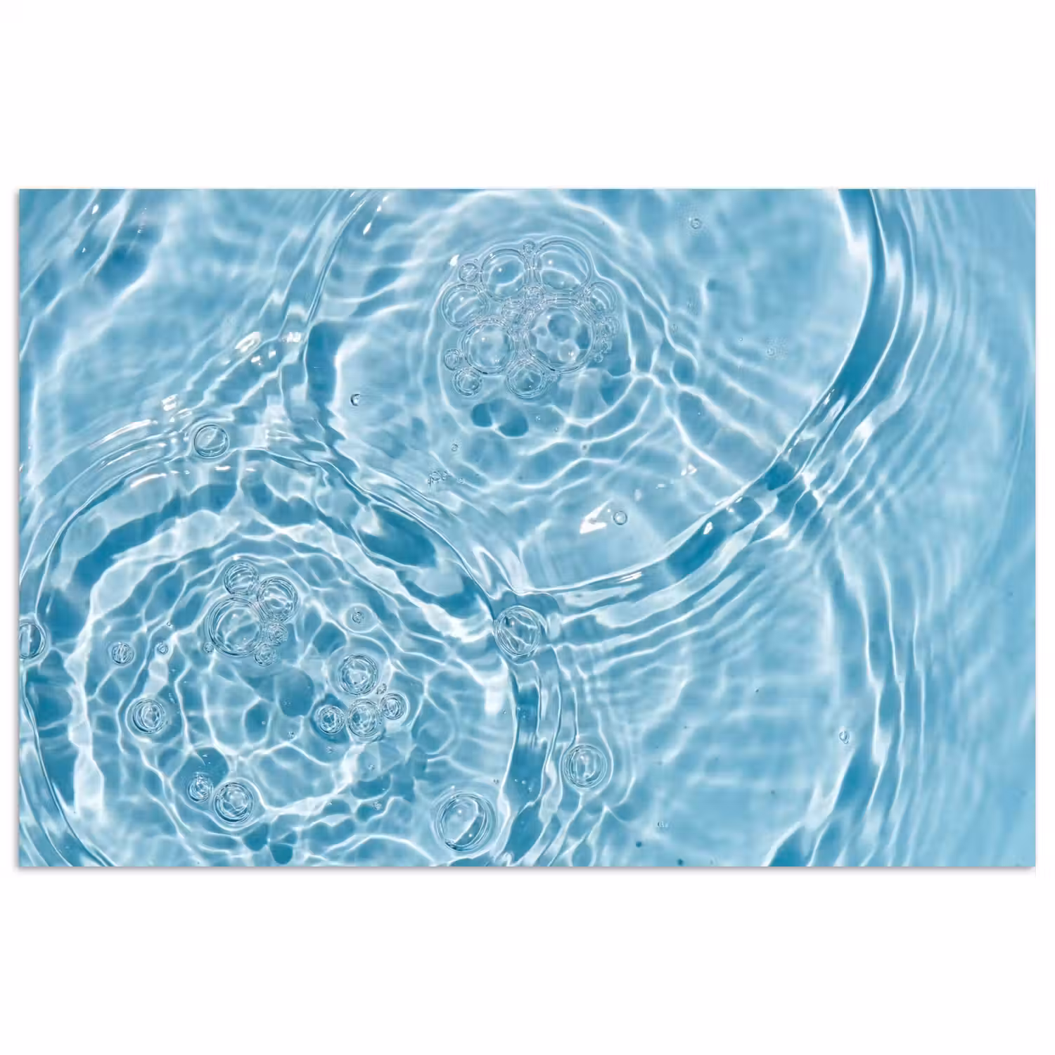 Water - Blauw - bubbels poster papier klein -3d