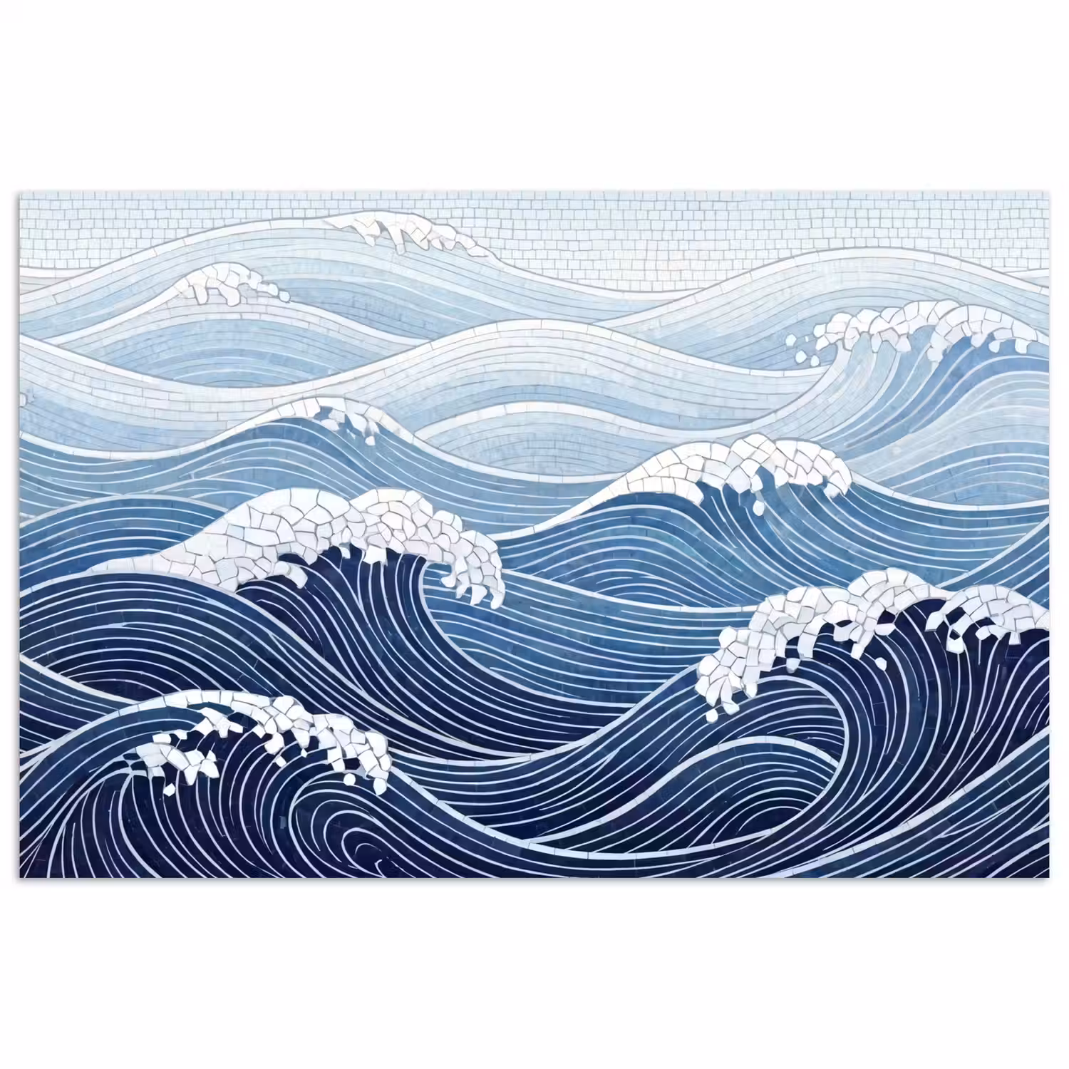 Water - Mozaïek - Landschap - Modern - Blauw poster papier klein -3d