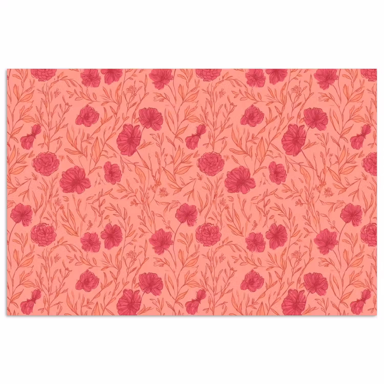 Weidebloemen - Romantisch - Roze poster papier klein 62 -3d