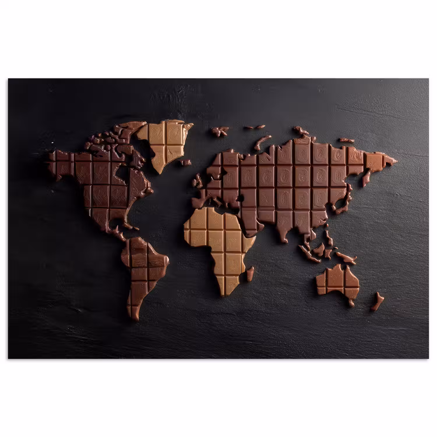 Wereldkaart - chocola - Smakelijke uitstraling poster papier klein -3d
