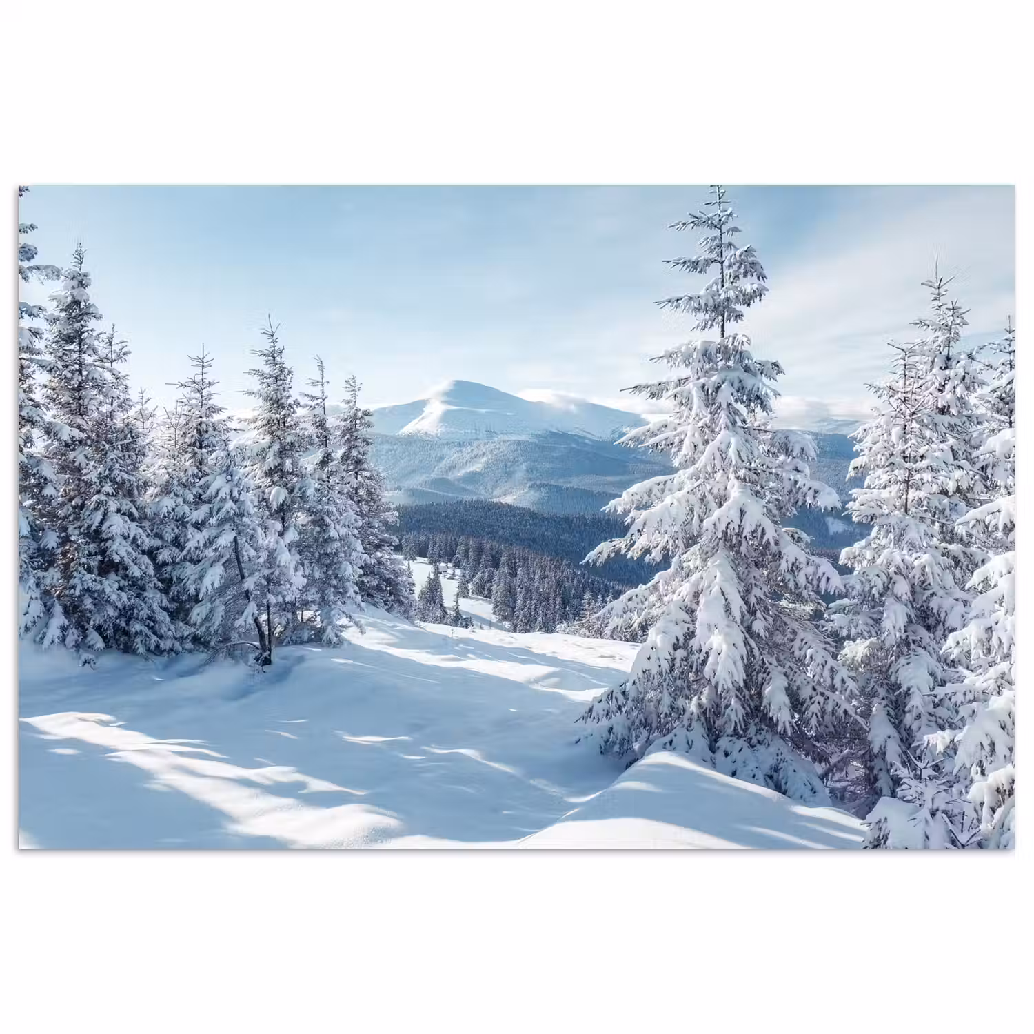 Winterlandschap - Natuur - Berg - Bomen - Sneeuw poster papier klein -3d