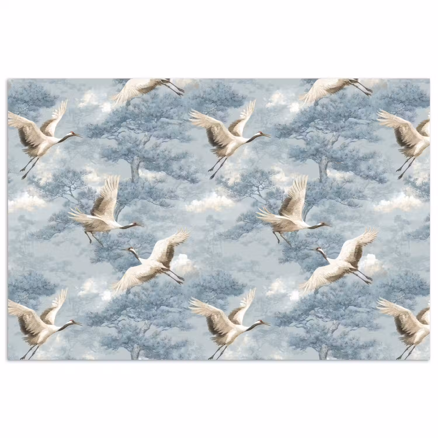 Wolken - Kraanvogels - Blauw poster papier klein 62 -3d