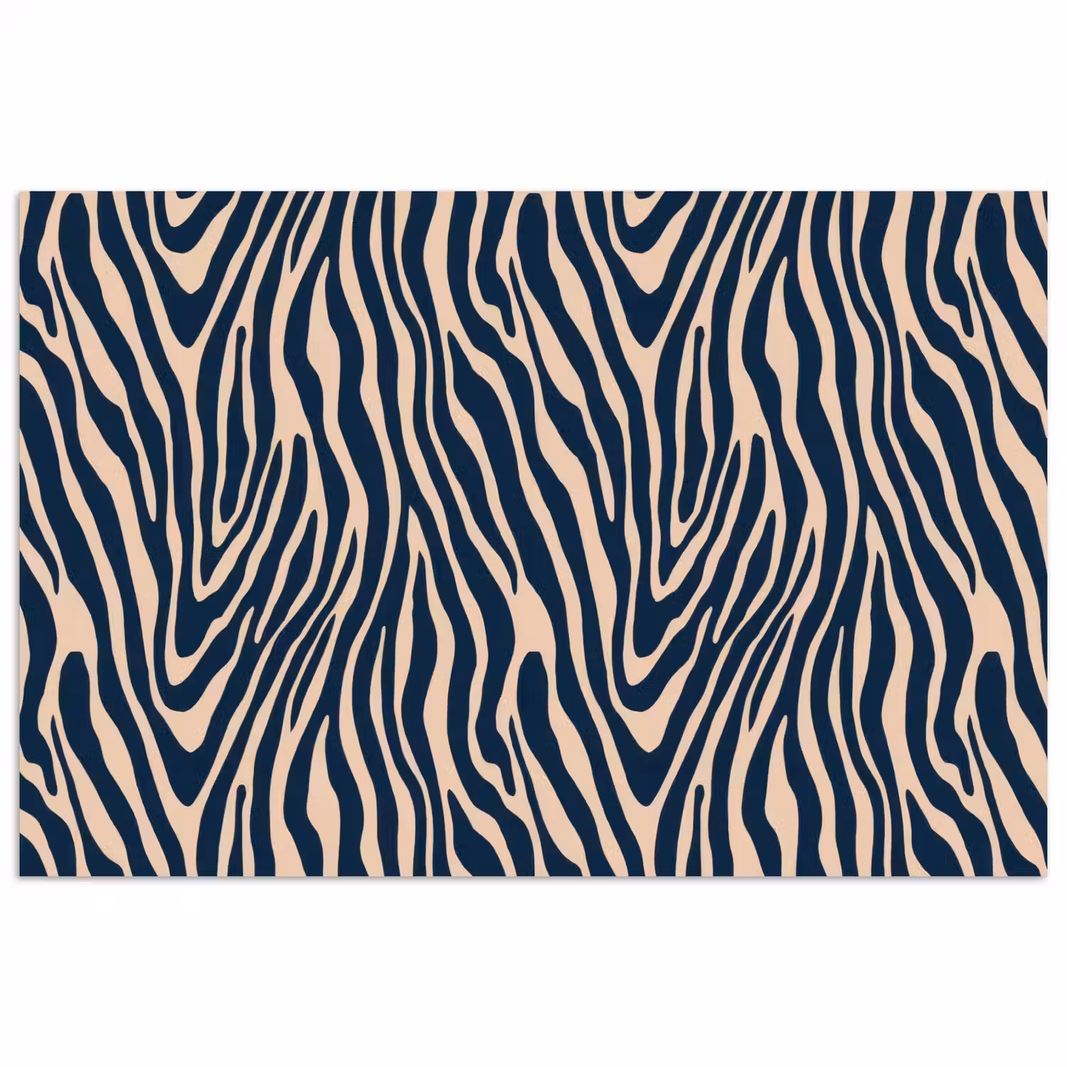 Zebra - Patroon - Blauw - Beige poster papier klein 62 -3d