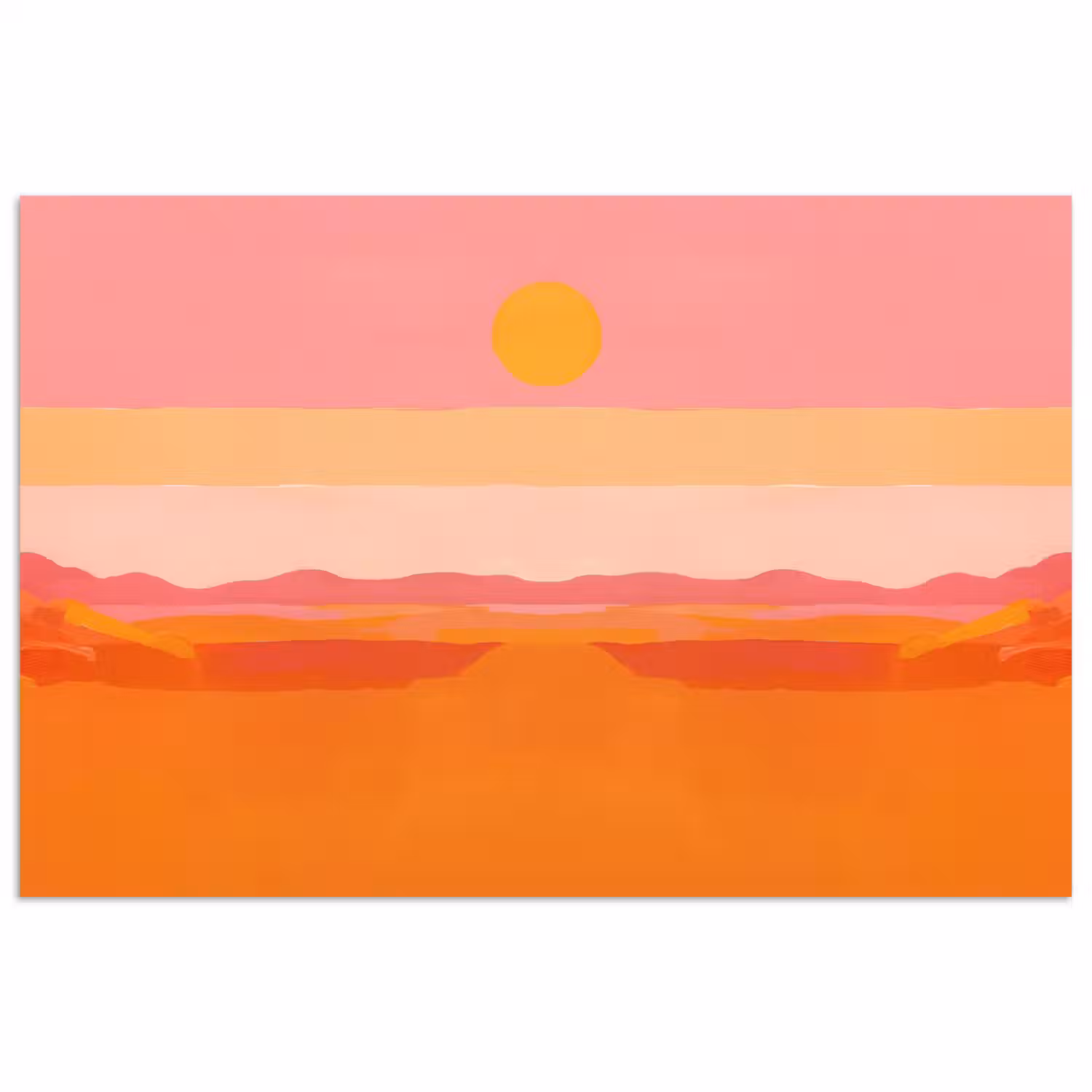Zon - Abstract - Landschap - Oranje poster papier klein -3d