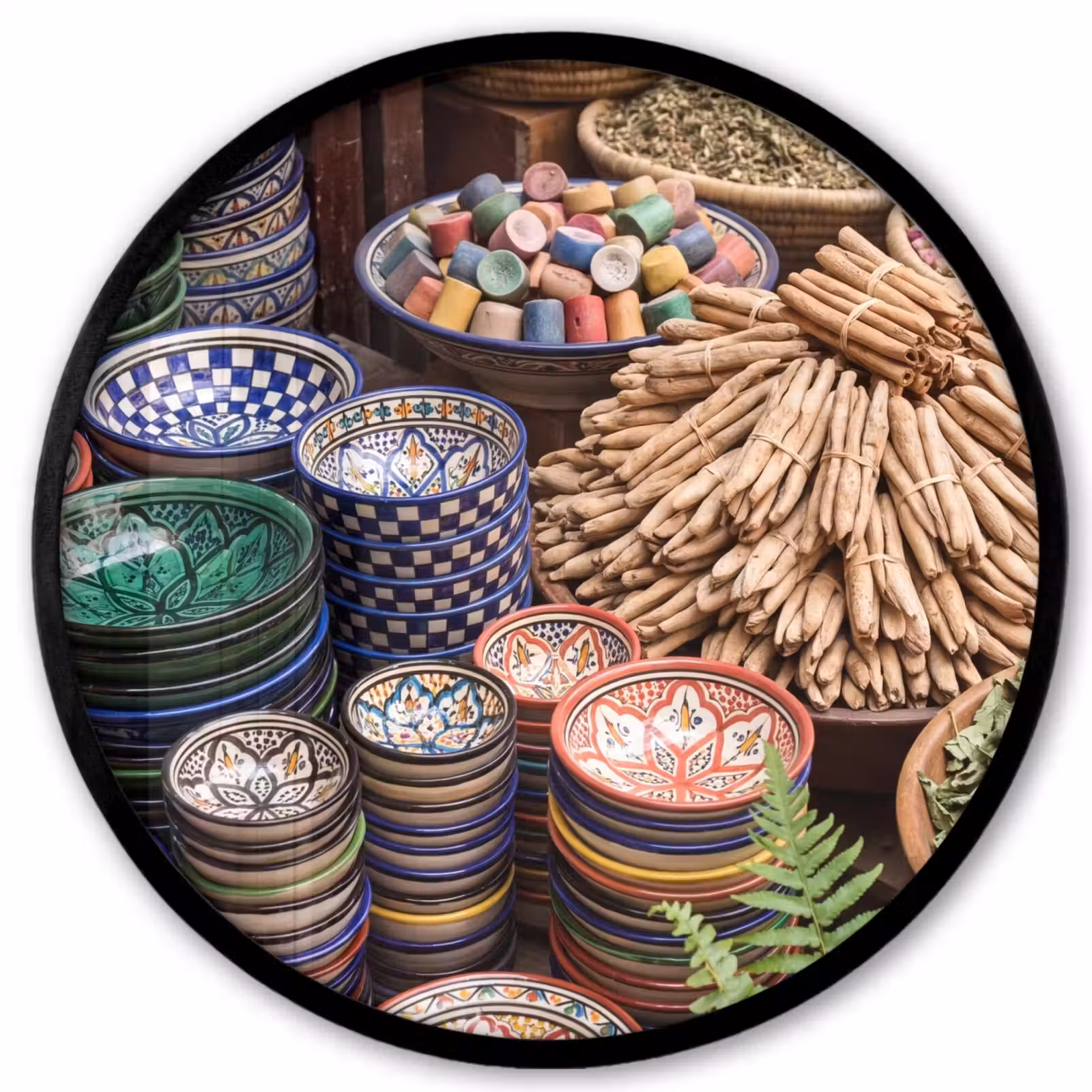 Ronde fotolijst - Aardewerk - Oosters - Kleurrijk - Aardewerk - Oosters - Kleurrijk Fotolijst rond zonder passe partout klein