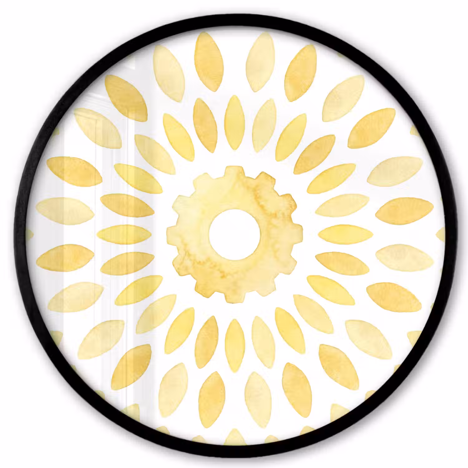 Abstract - Geometrisch - Stralend - Geel Fotolijst rond zonder passe partout klein -3d