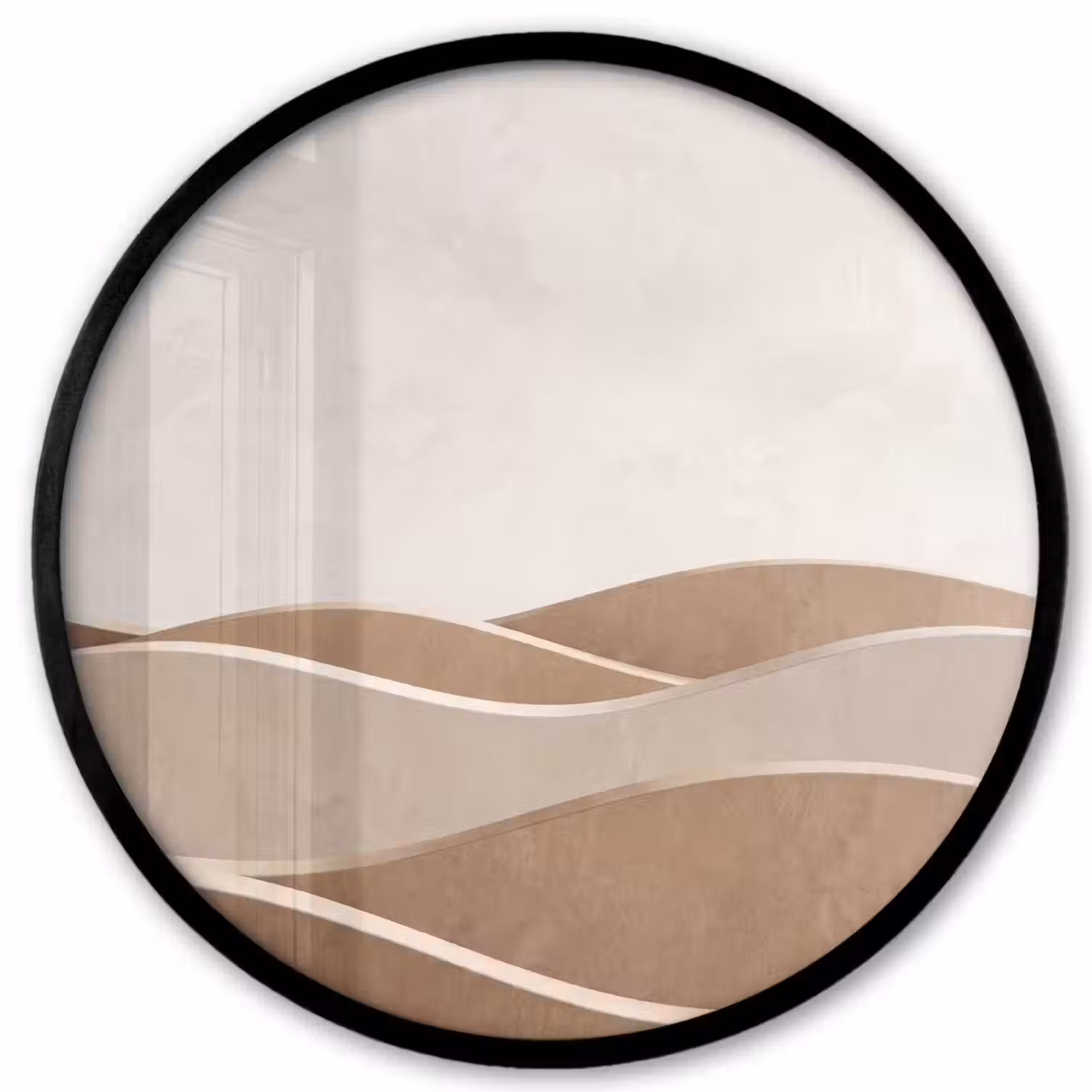 Abstract - Golven - Modern - Beige Fotolijst rond zonder passe partout klein -3d