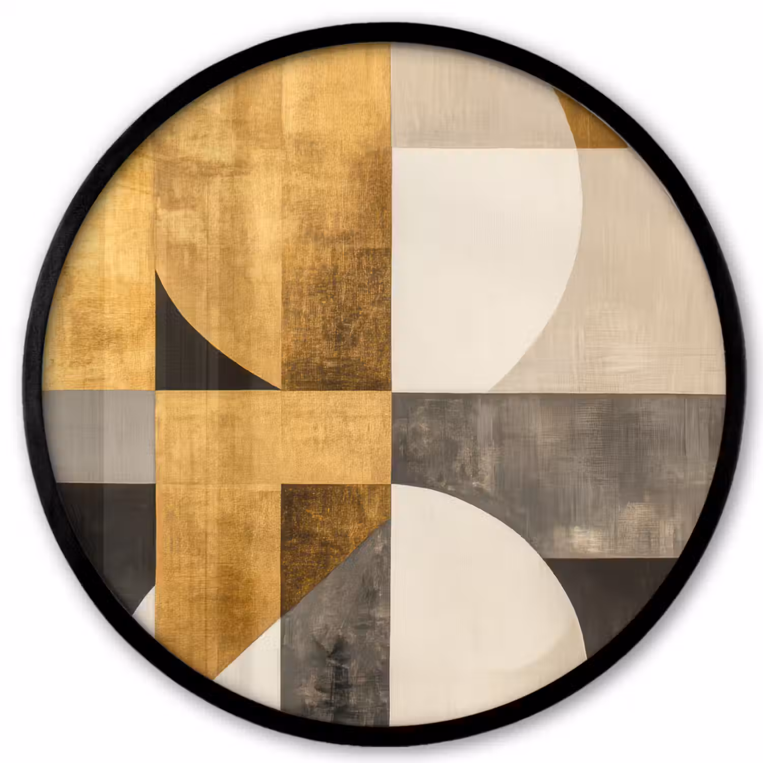 Abstract - Goud - Grijs - Vormen - Geometrisch Fotolijst rond zonder passe partout klein -3d