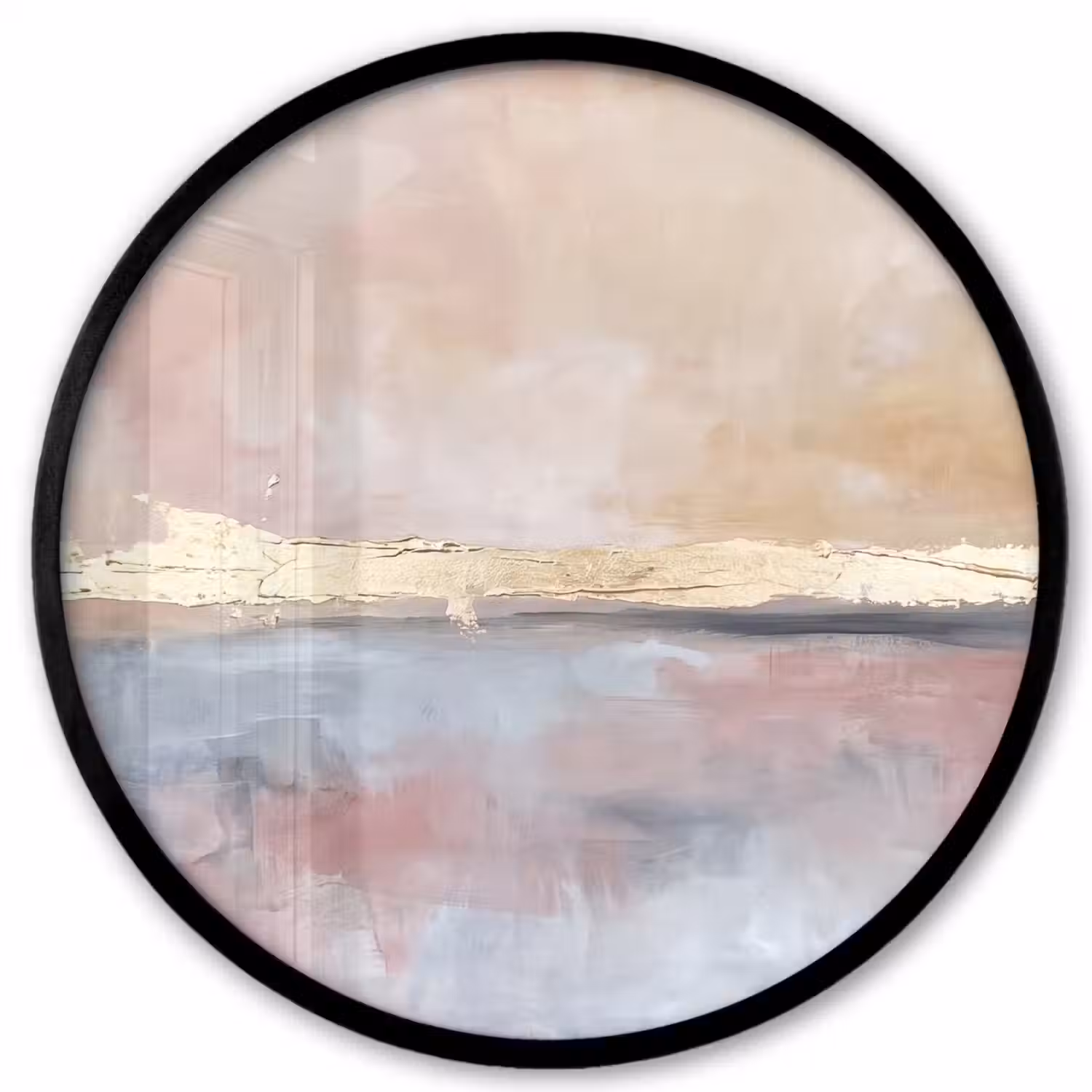 Abstract - Horizontaal - Kunst - Roze - Goud Fotolijst rond zonder passe partout klein -3d