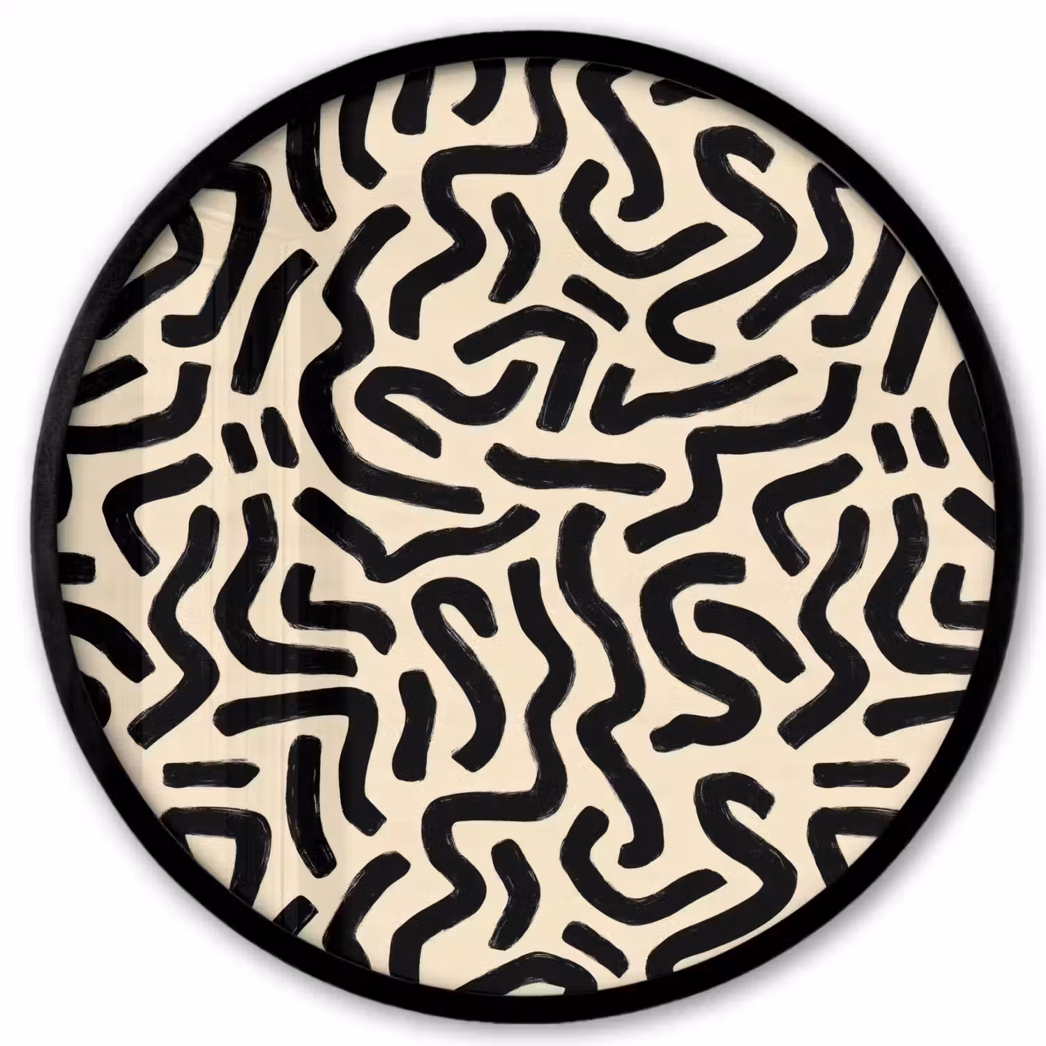 Abstract - Lijnen - Zwart Fotolijst rond zonder passe partout klein 856 -3d