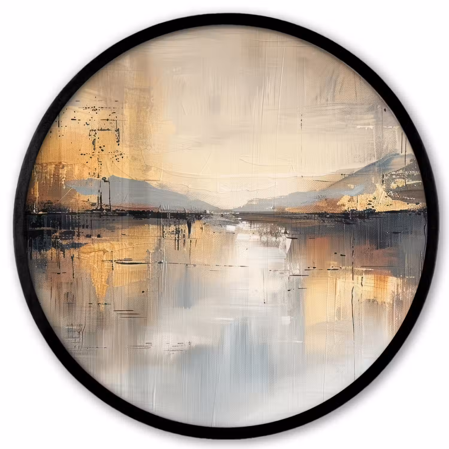 Abstract - Modern - Beige - Aesthetic - Goud Fotolijst rond zonder passe partout klein -3d