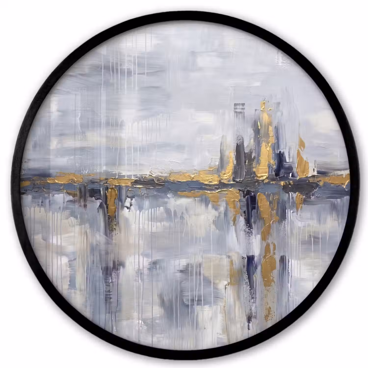 Abstract - Structuur - Goud - Grijs - Modern Fotolijst rond zonder passe partout klein -3d