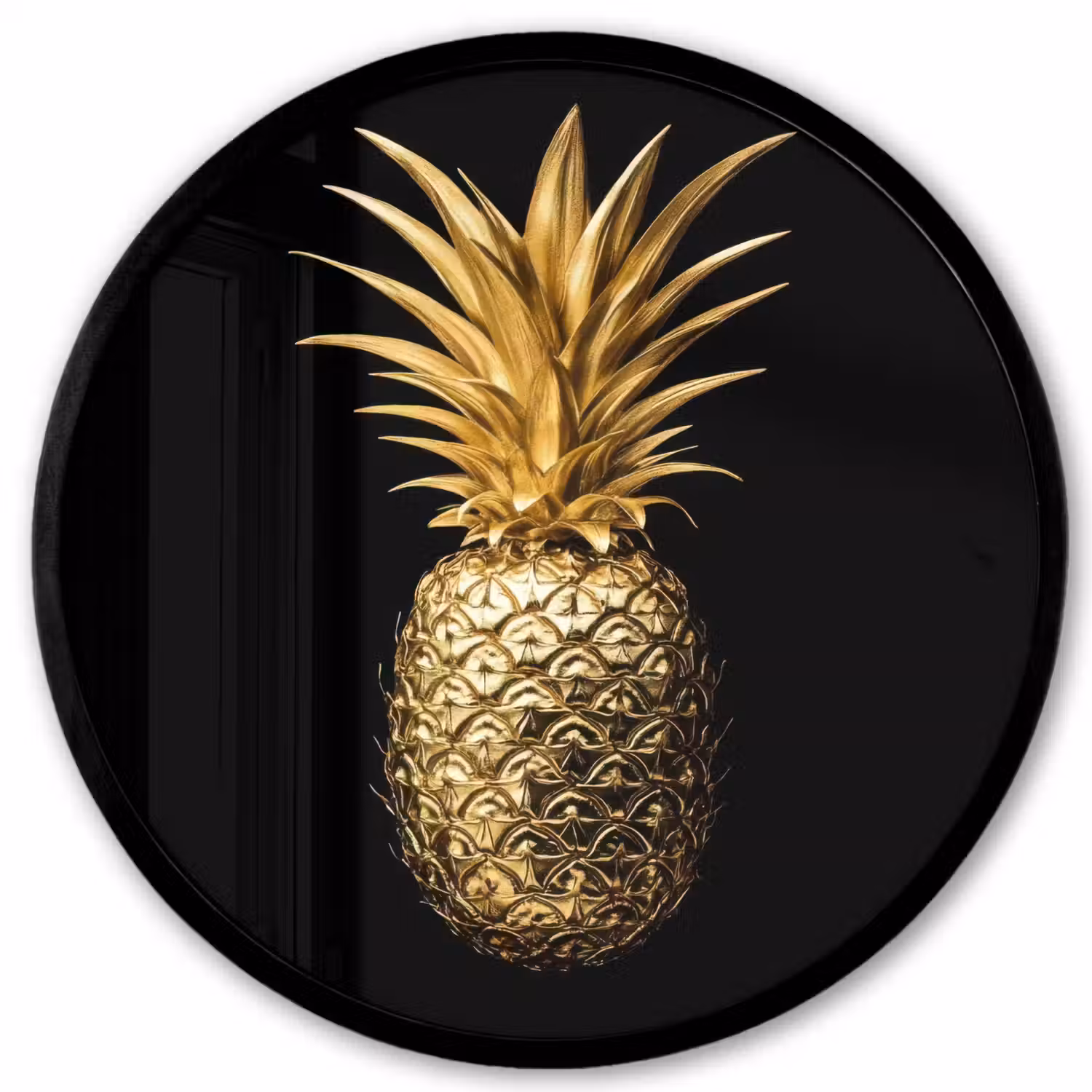 Ananas - Zwart - Goud - Luxe Fotolijst rond zonder passe partout klein -3d