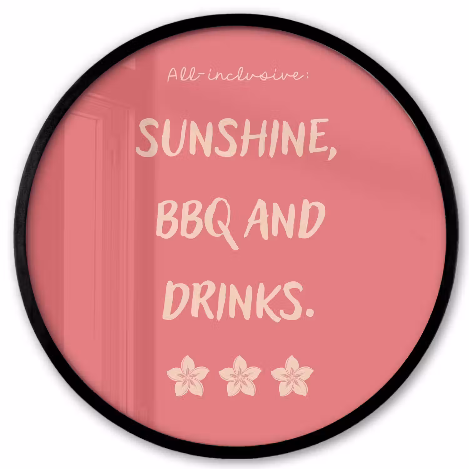 BBQ - Quote - Roze - Zomer Fotolijst rond zonder passe partout klein -3d