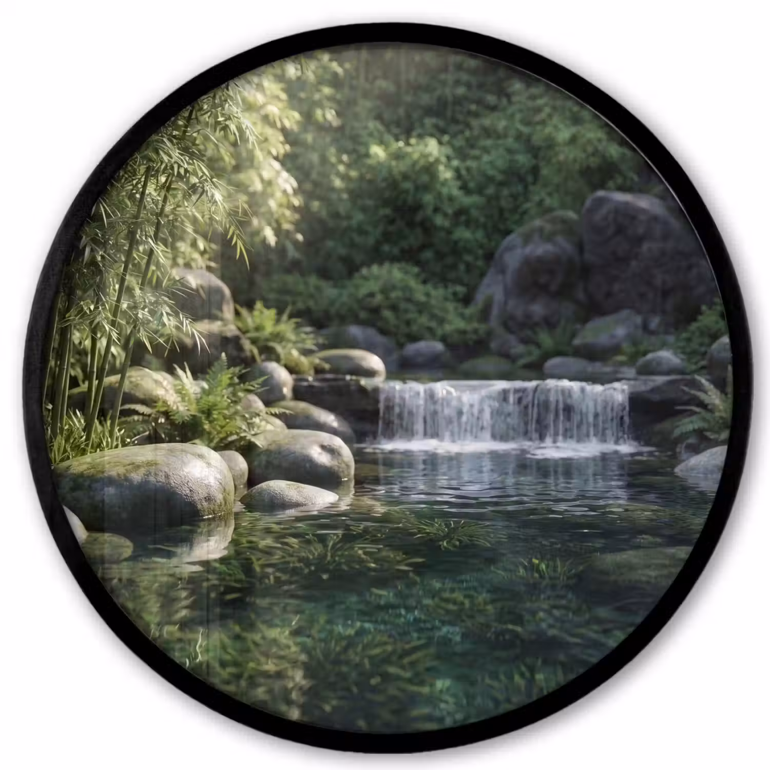 Beek - Waterval - Natuur - Groen Fotolijst rond zonder passe partout klein -3d