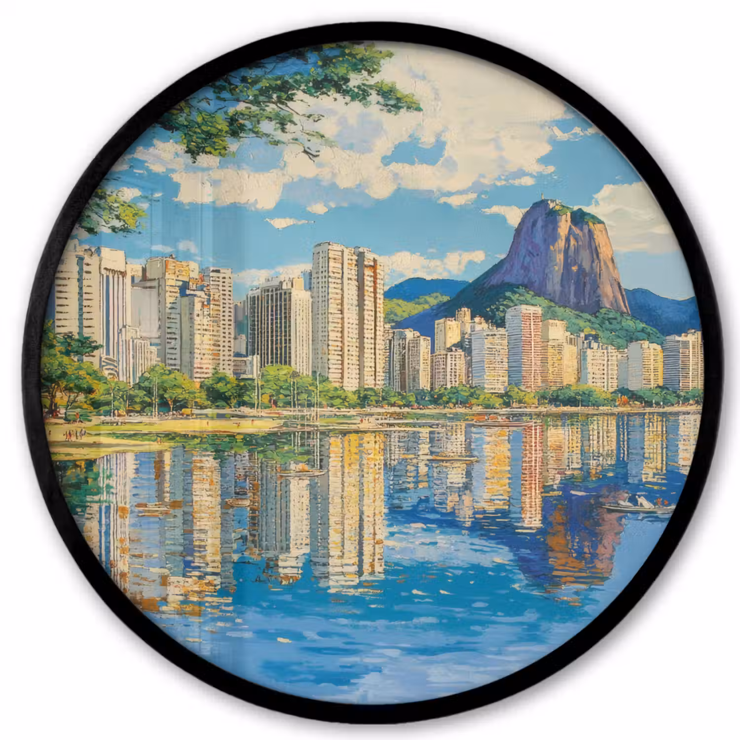 Berg - Skyline - Strand - Water Fotolijst rond zonder passe partout klein -3d
