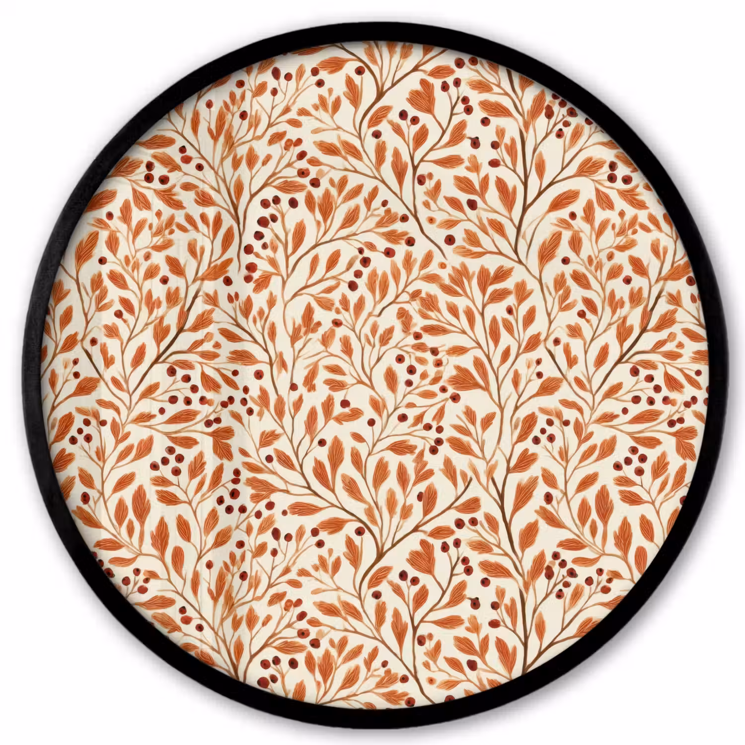 Bladeren - Botanisch - Terracotta Fotolijst rond zonder passe partout klein 856 -3d