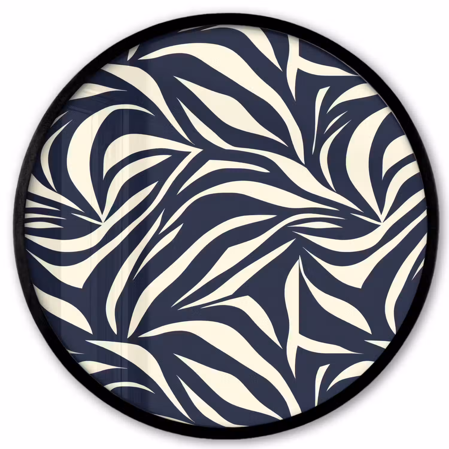 Bladvormen - Blauw - Patroon - Wit Fotolijst rond zonder passe partout klein 856 -3d