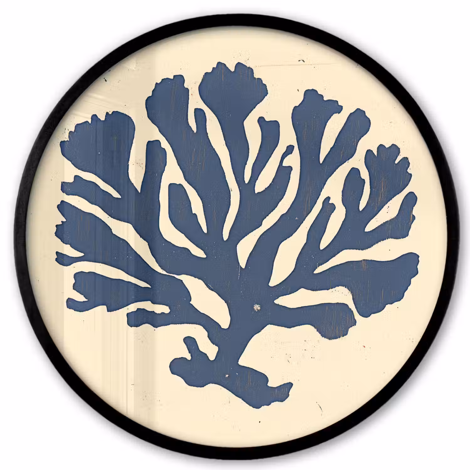 Blauw koraal - Vertakkingen - Beige Fotolijst rond zonder passe partout klein -3d