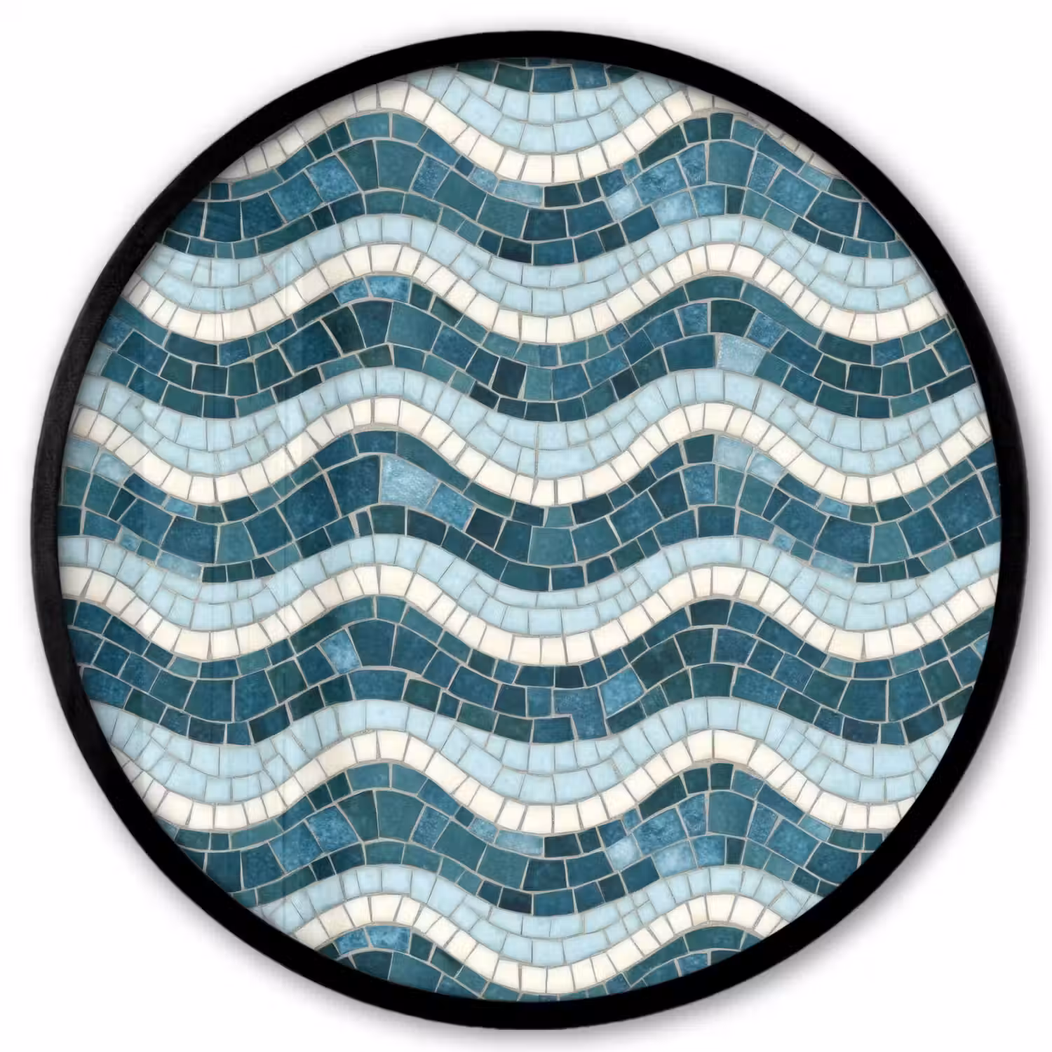 Blauw - Wit - Mozaïek - Golvend Fotolijst rond zonder passe partout klein 856 -3d