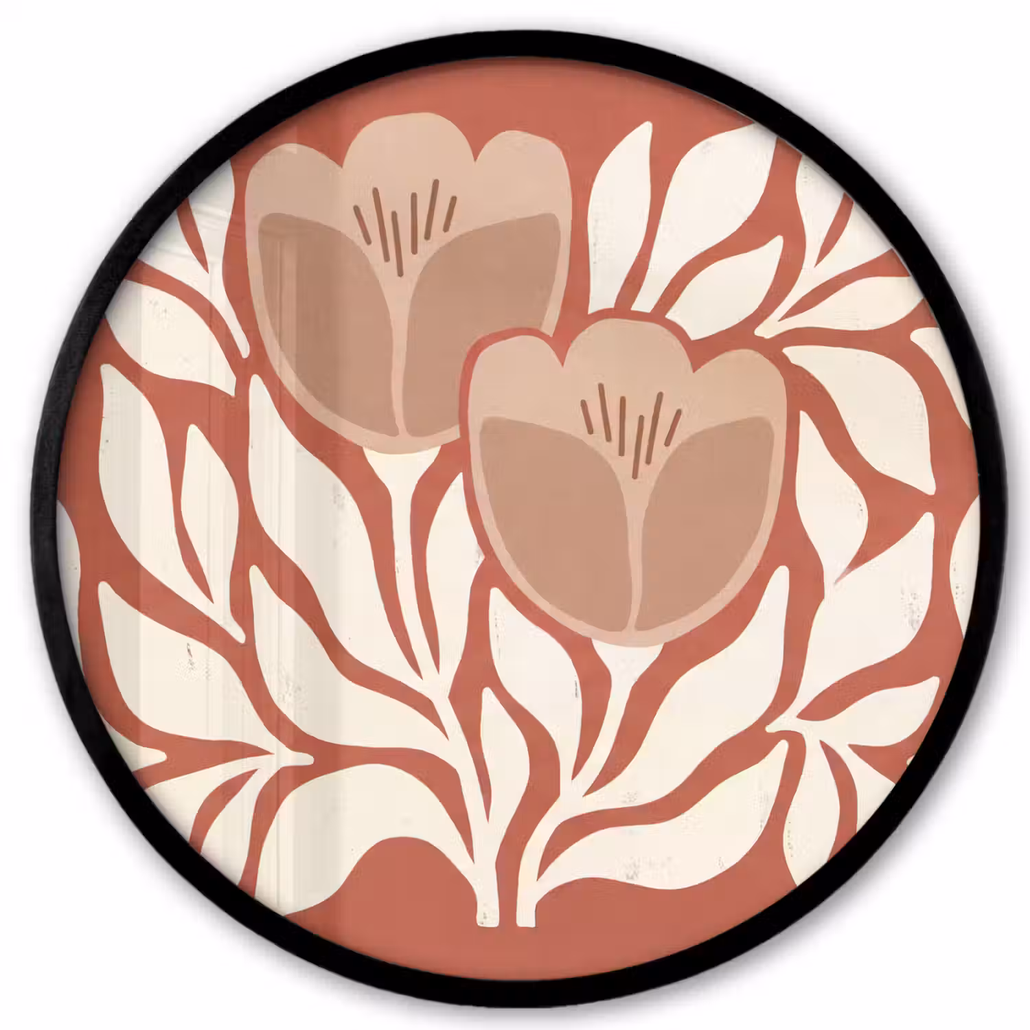 Bloemen - Abstract - Modern - Beige - Natuur Fotolijst rond zonder passe partout klein -3d