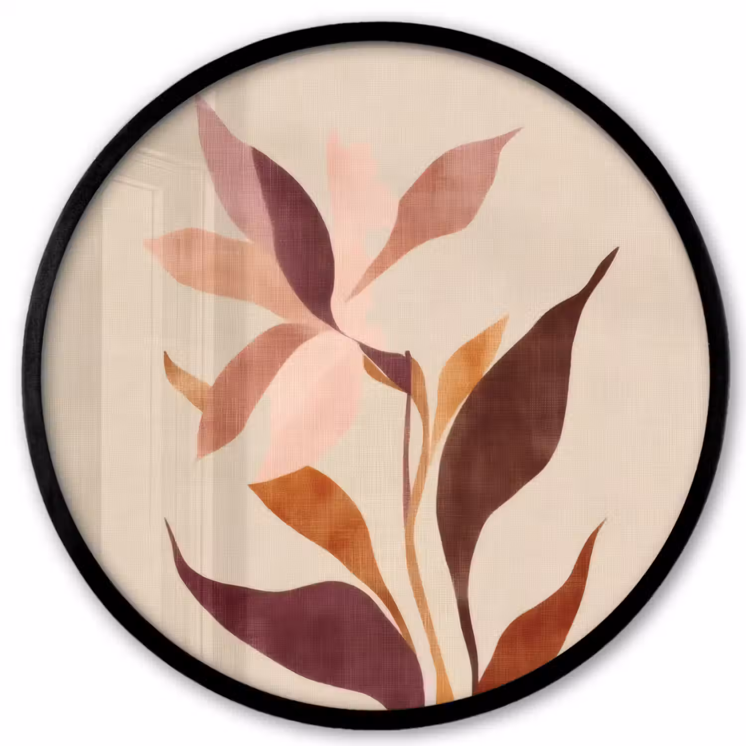 Bloemen - Blaadjes - Minimalistisch - Roze Fotolijst rond zonder passe partout klein -3d