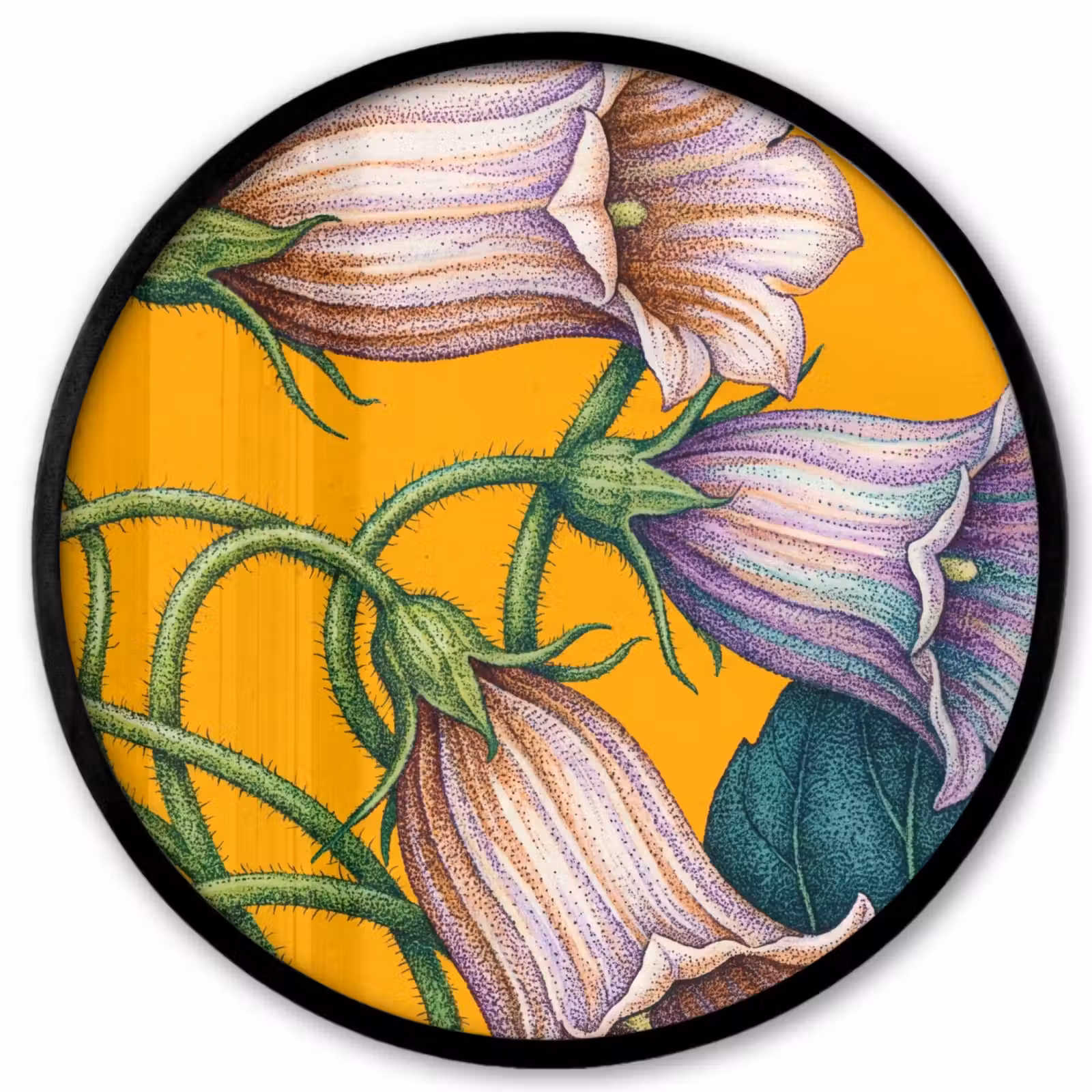 Ronde fotolijst - Bloemen - Botanisch - Geel - Bloemen - Botanisch - Geel Fotolijst rond zonder passe partout klein