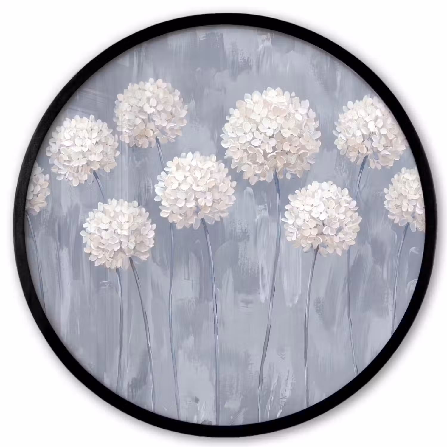 Bloemen - Illustratie - Blauw Fotolijst rond zonder passe partout klein -3d