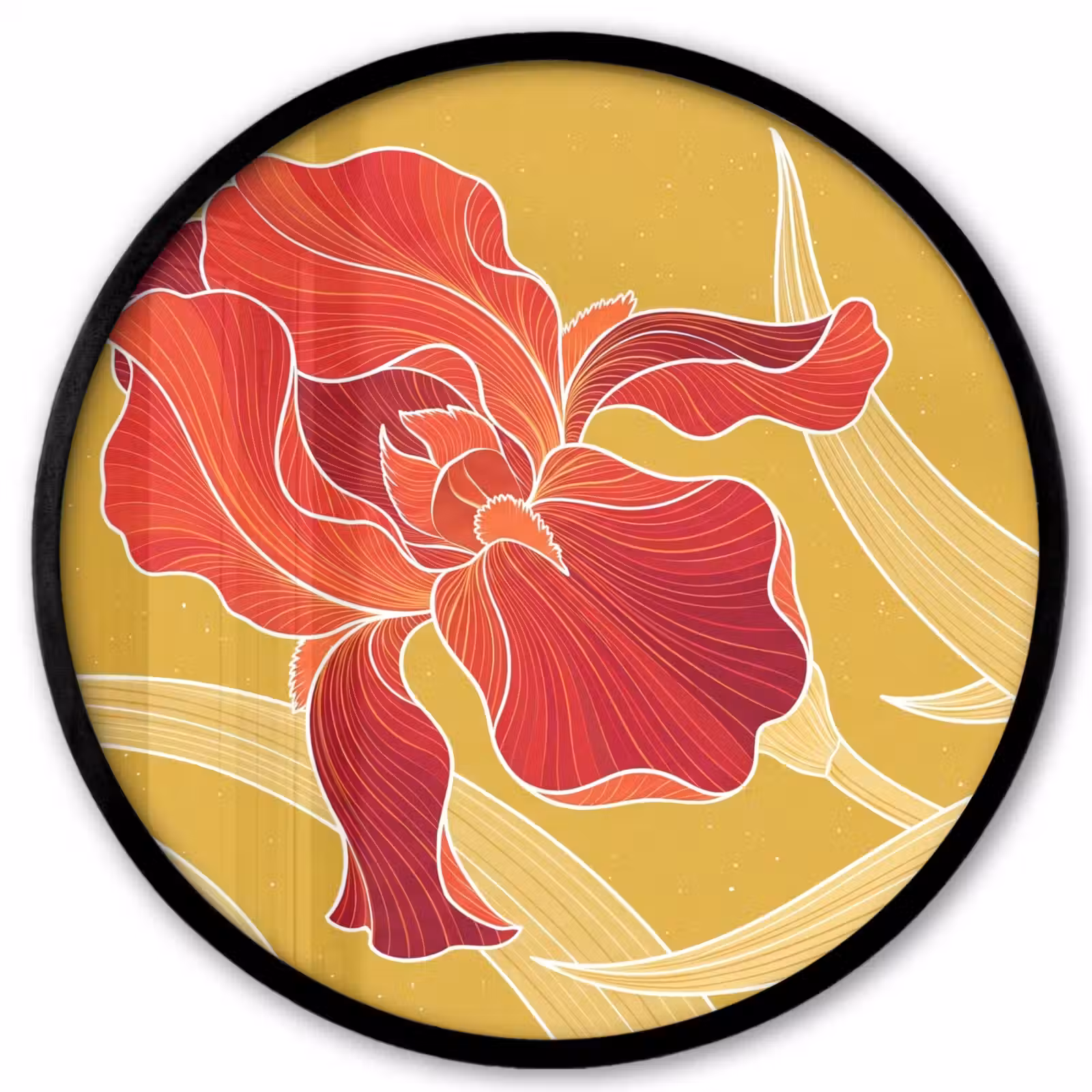 Ronde fotolijst - Bloemen - Illustratie - Rood - Bloemen - Illustratie - Rood Fotolijst rond zonder passe partout klein