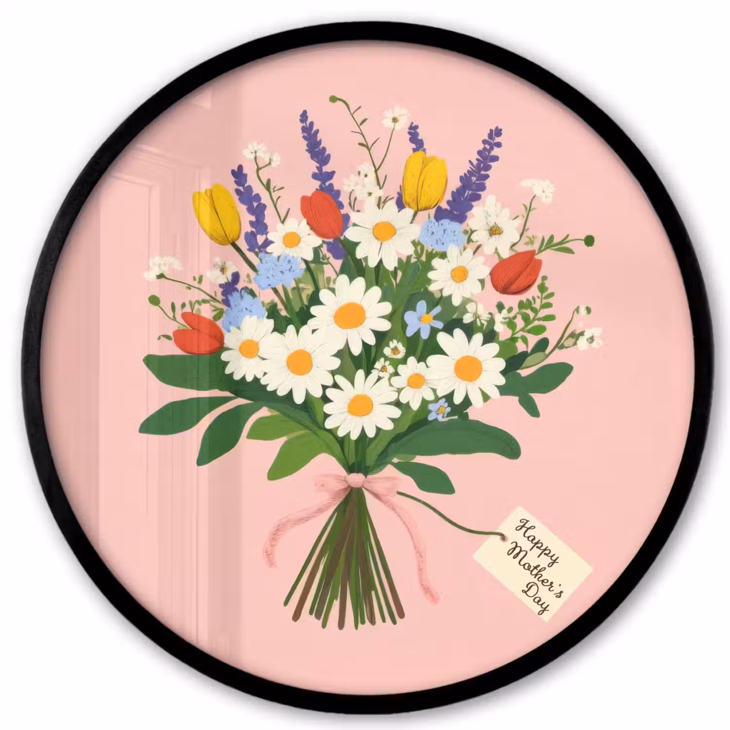 Bloemen - Lint - Kaartje Fotolijst rond zonder passe partout klein -3d