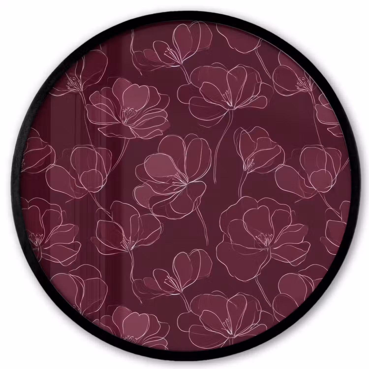 Bloemen - Patroon - Bordeauxrood Fotolijst rond zonder passe partout klein 856 -3d
