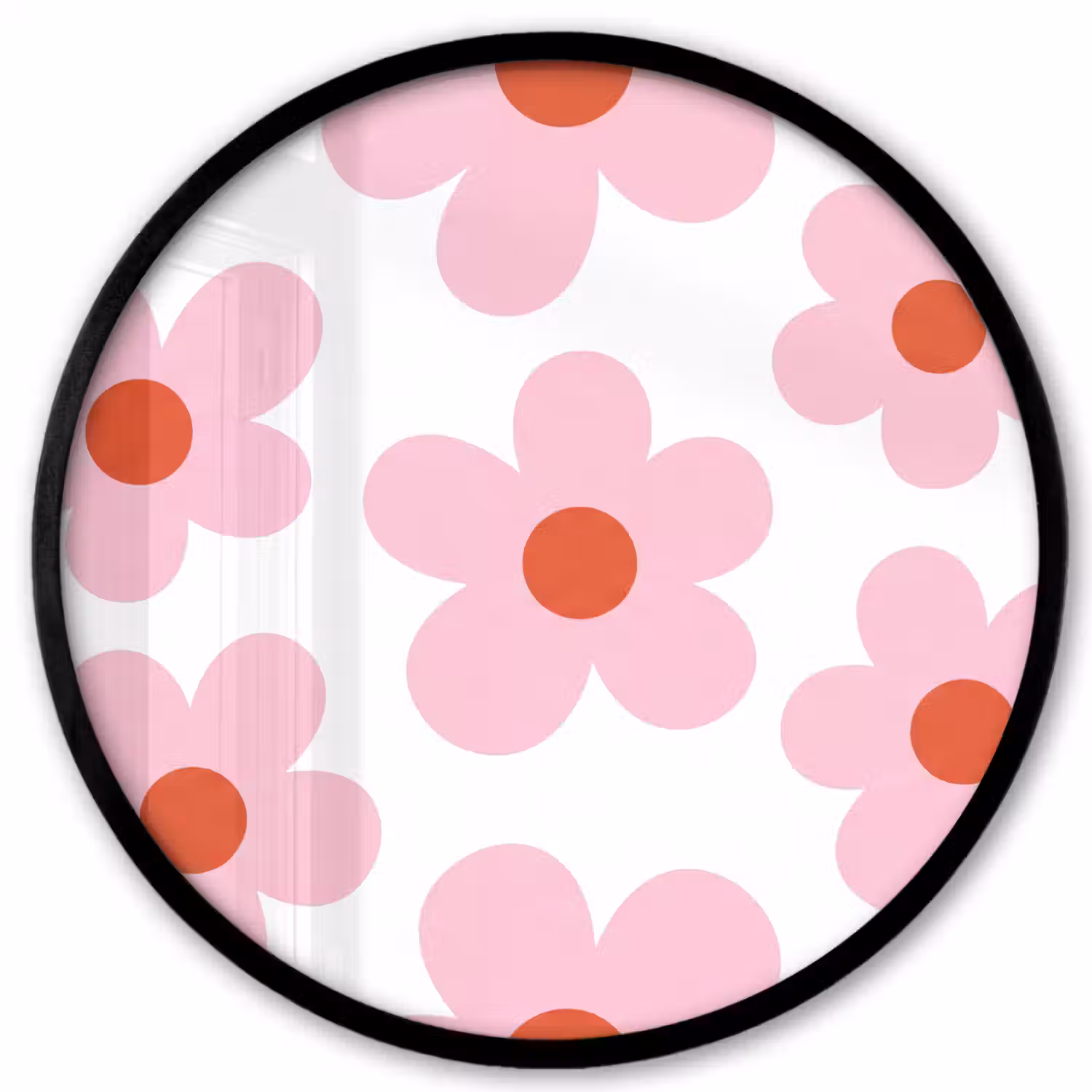 Bloemen - Patroon - Modern - Roze - Wit Fotolijst rond zonder passe partout klein -3d