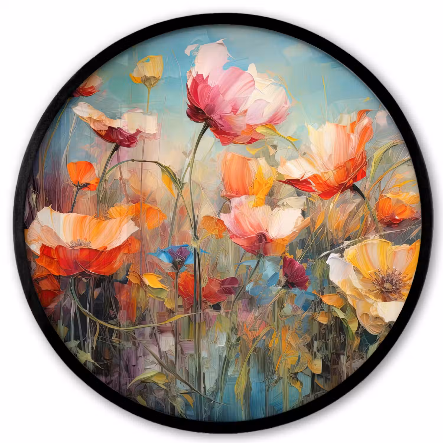 Bloemen - Watercolor - Kunst - Botanisch - Natuur Fotolijst rond zonder passe partout klein -3d