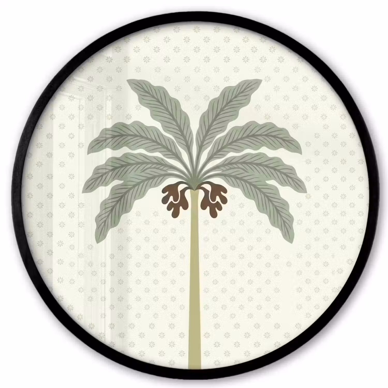 Boom - Bladeren - Groen - Decoratief - Beige Fotolijst rond zonder passe partout klein -3d