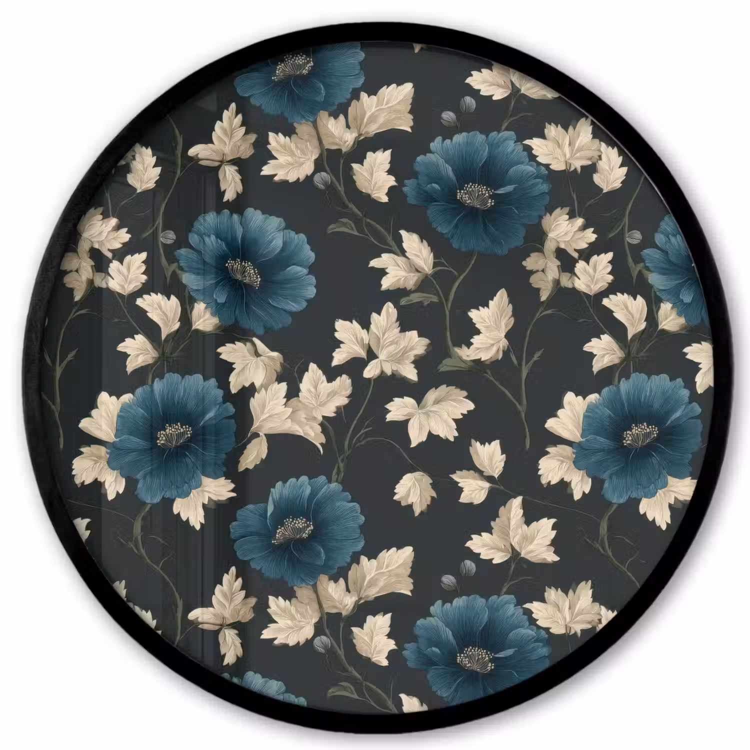 Botanisch - Bloemen - Blauw Fotolijst rond zonder passe partout klein 856 -3d