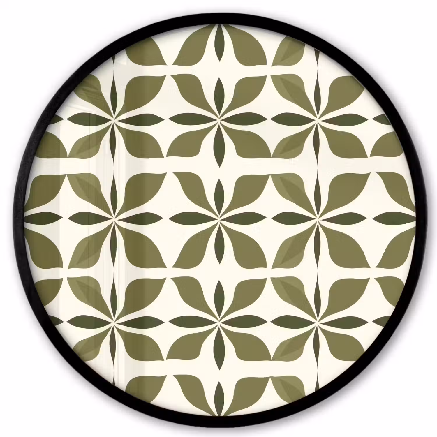 Botanisch - Retro - Groen Fotolijst rond zonder passe partout klein 856 -3d