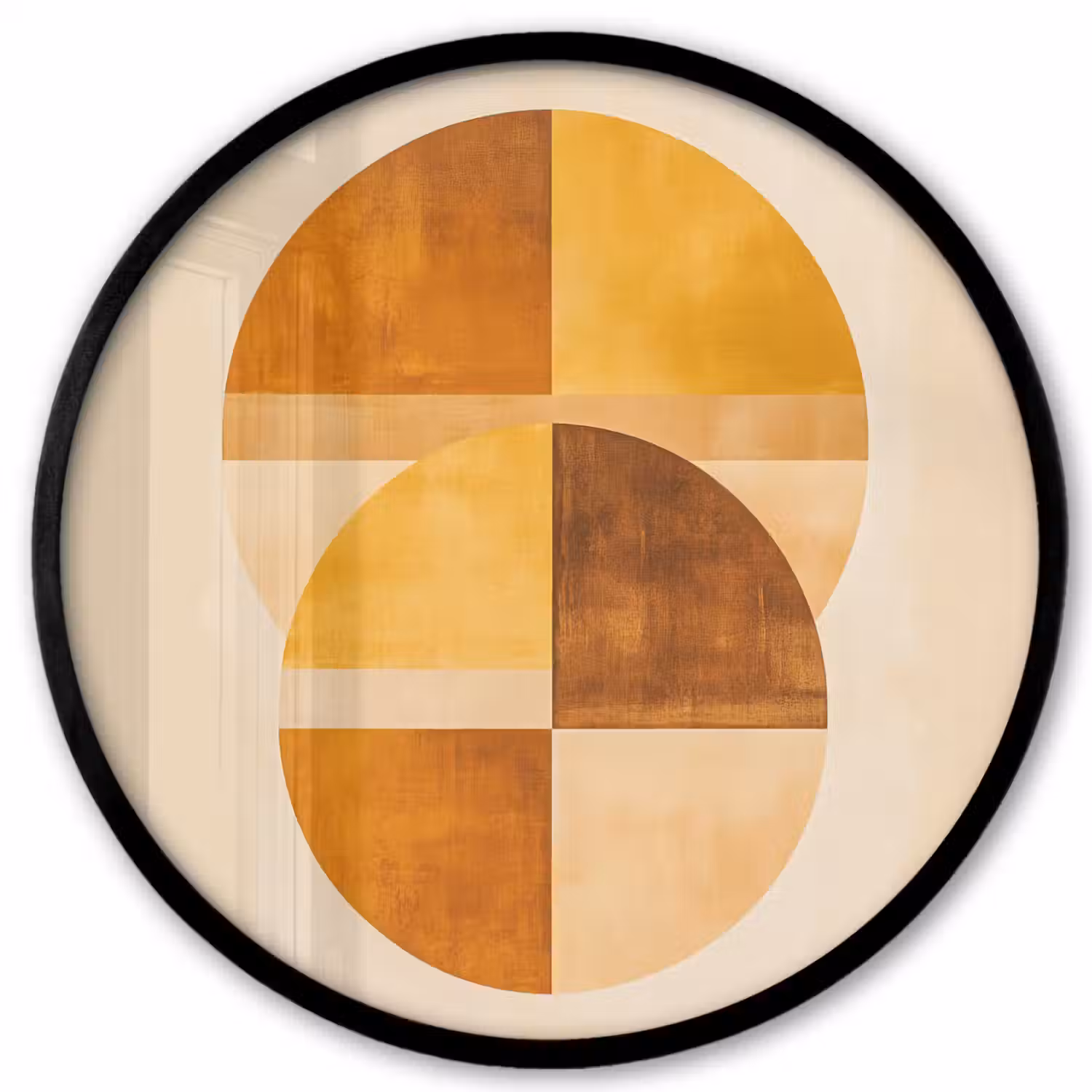 Cirkels - Geel - Minimalistisch Fotolijst rond zonder passe partout klein -3d