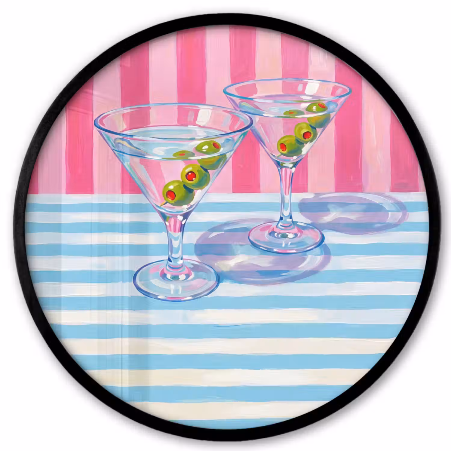 Cocktail - Olijven - Kunst - Modern - Roze Fotolijst rond zonder passe partout klein -3d