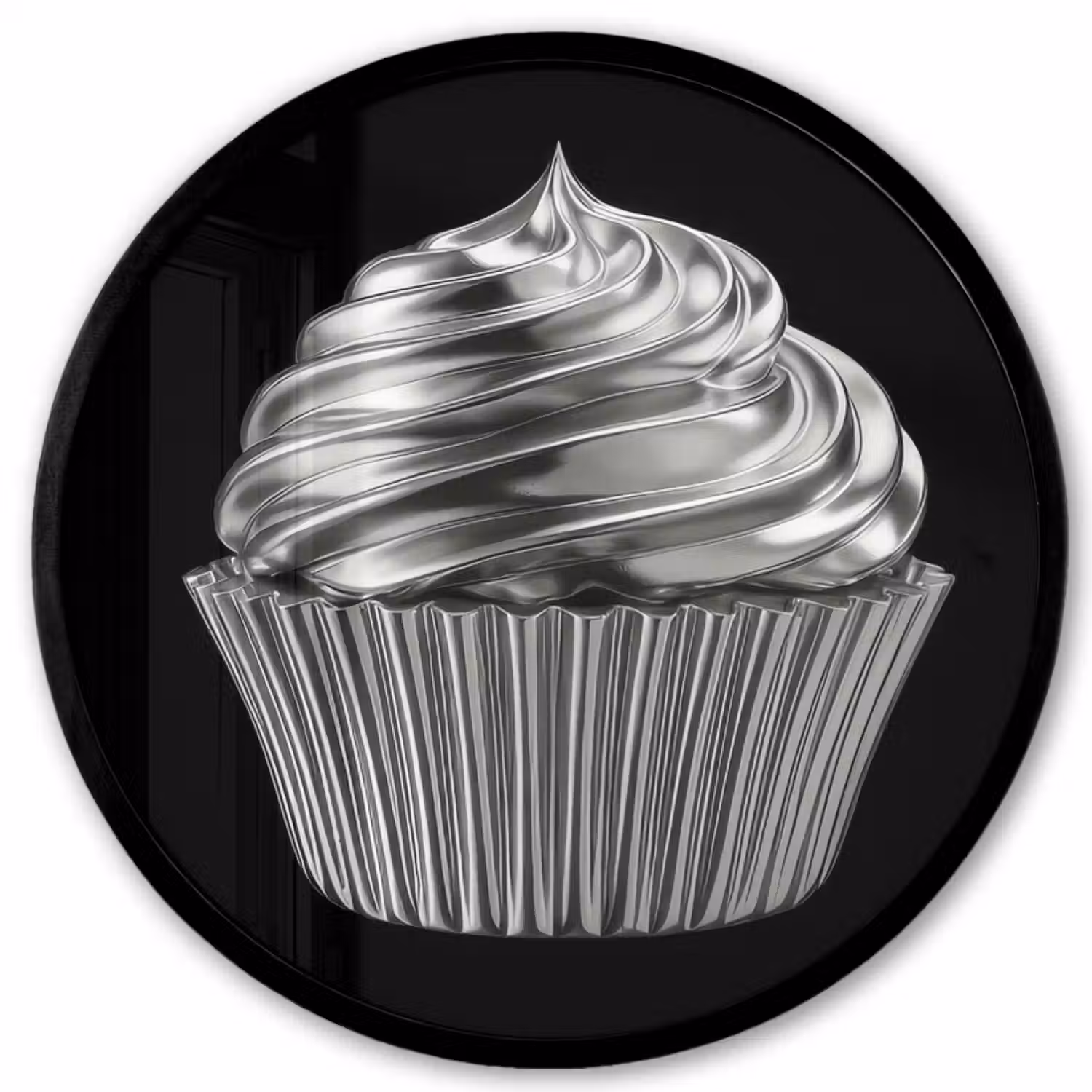 Cupcake - Luxueus - Zilver Fotolijst rond zonder passe partout klein -3d