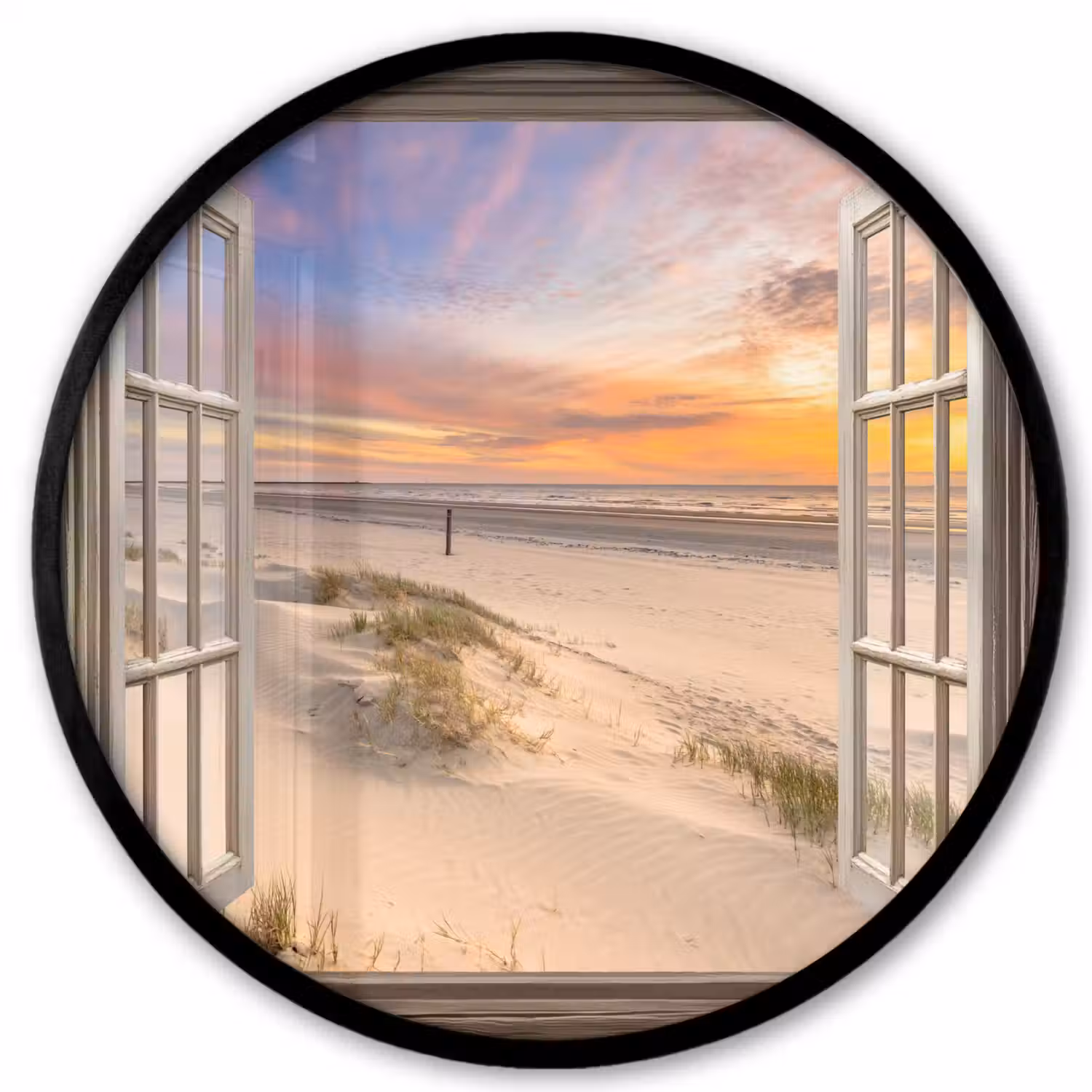 Doorkijk - Strand - Duinen - Natuur - Landschap Fotolijst rond zonder passe partout klein -3d