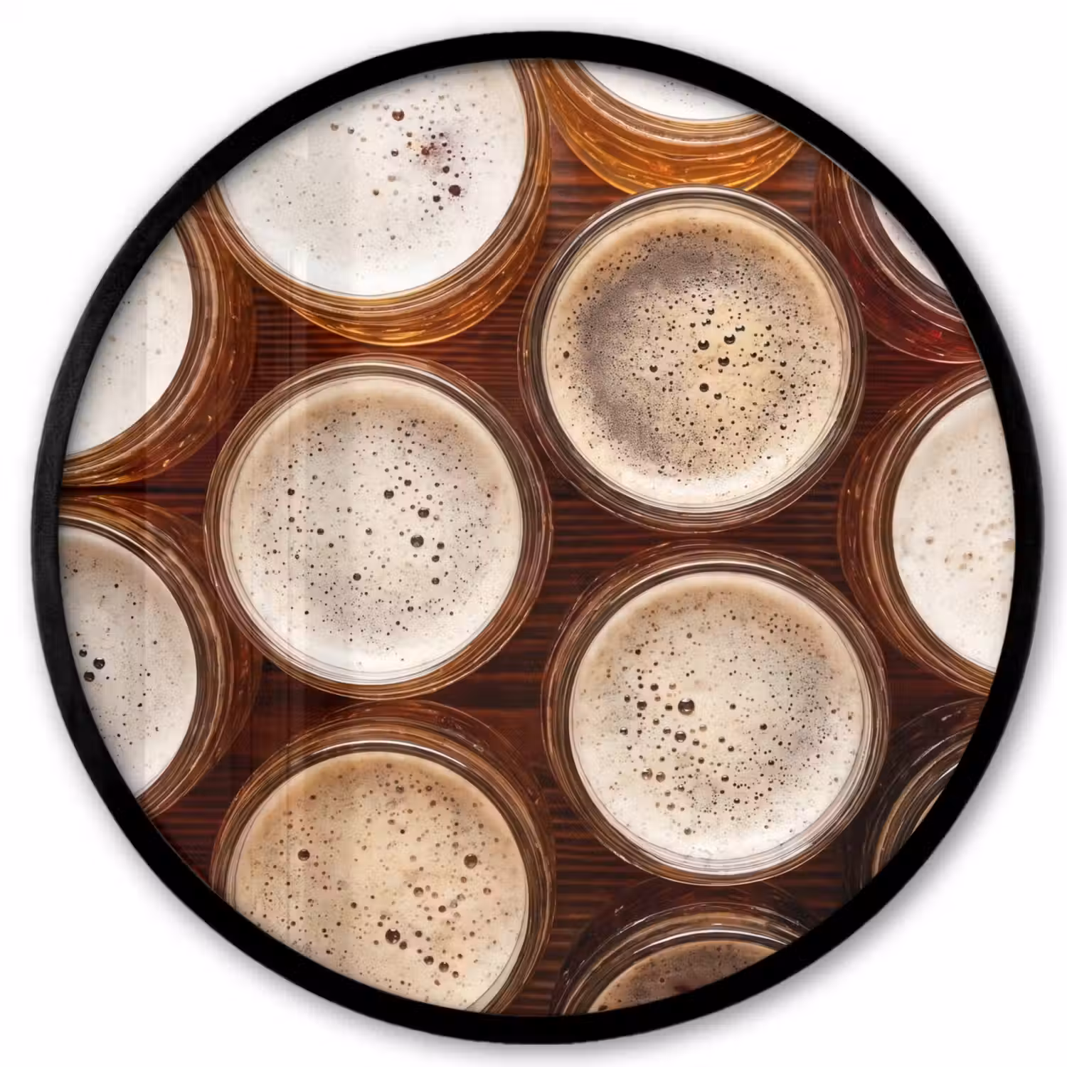 Eten - Glazen - Drank - Patroon - Bruin Fotolijst rond zonder passe partout klein -3d