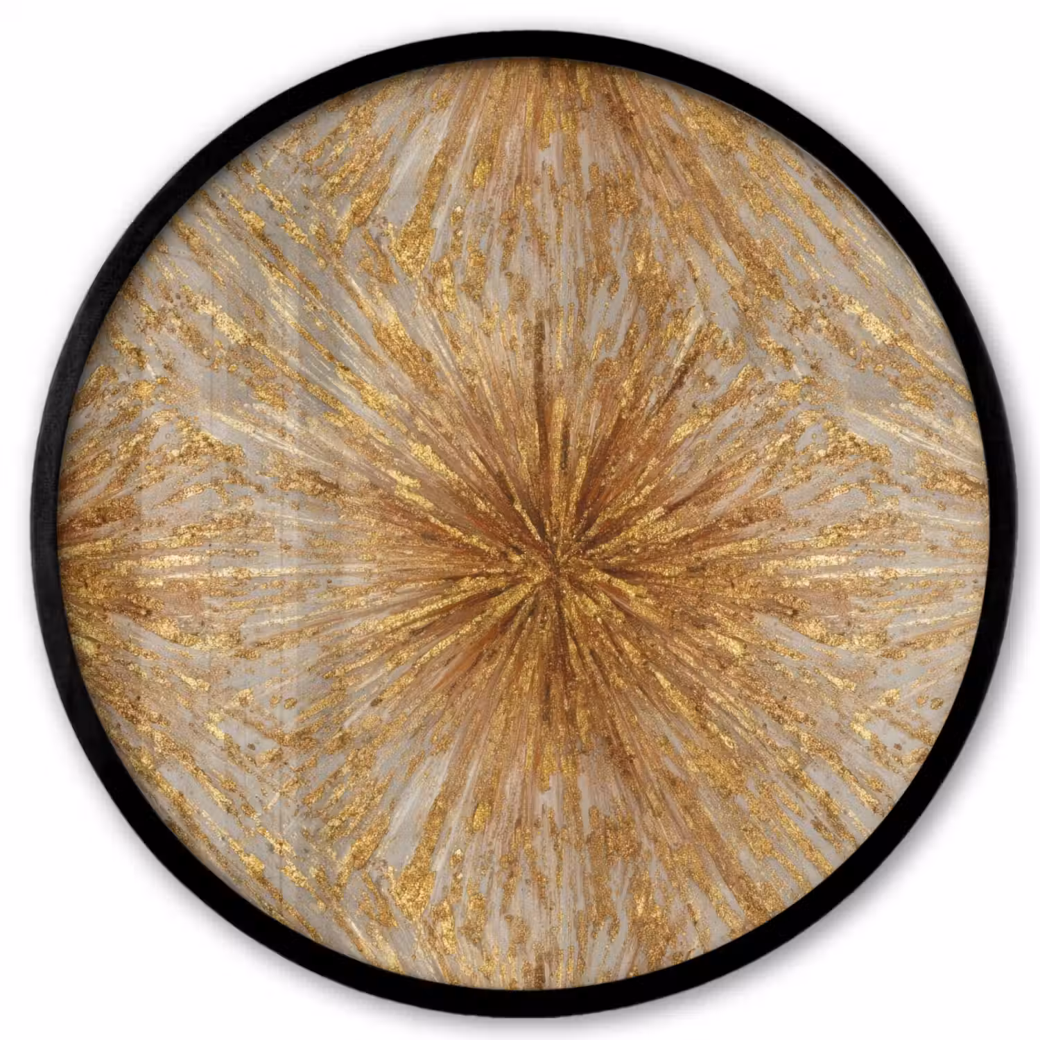 Explosie - Abstract - Goud - Wit Fotolijst rond zonder passe partout klein 856 -3d