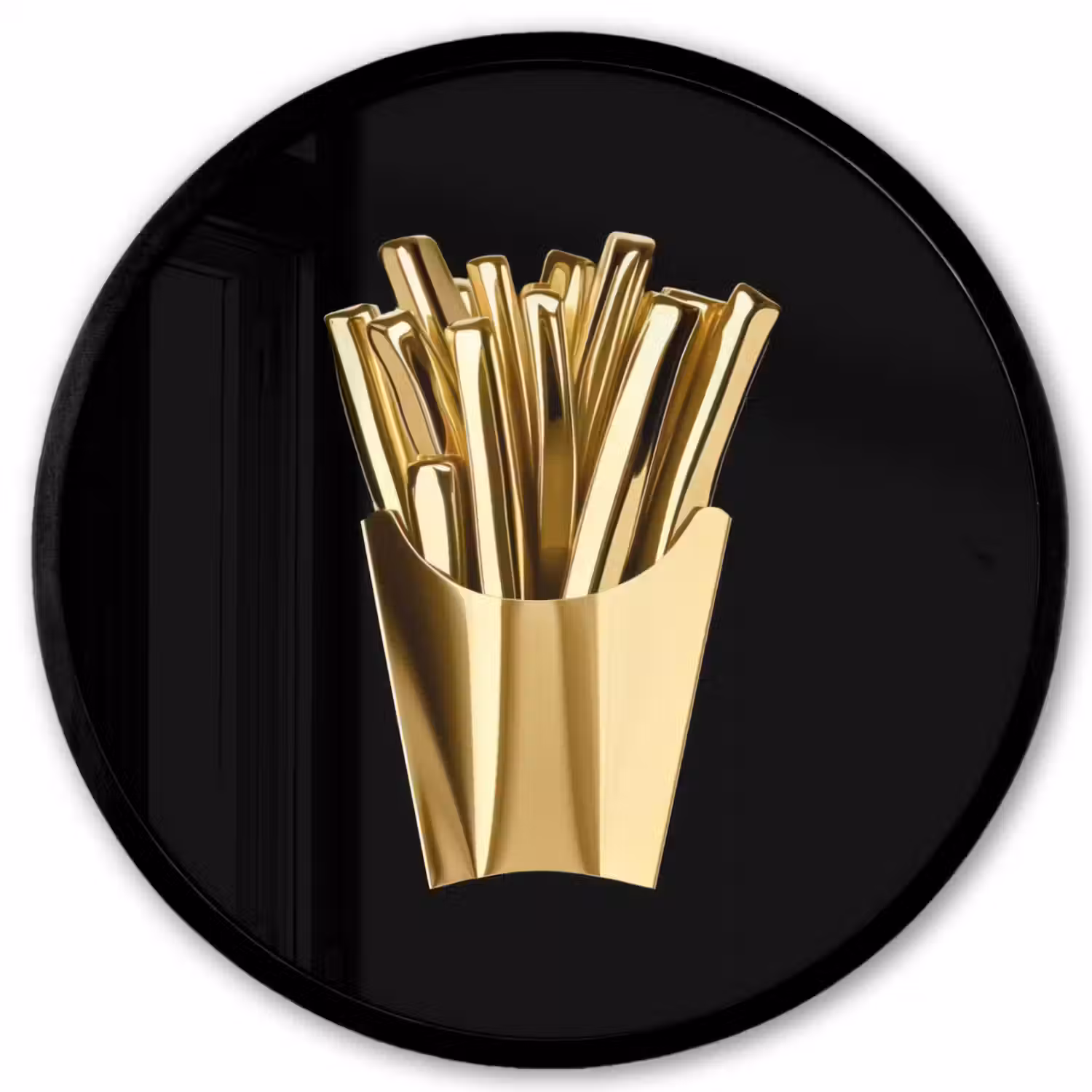 Friet - Goud - Chrome - Eten Fotolijst rond zonder passe partout klein -3d
