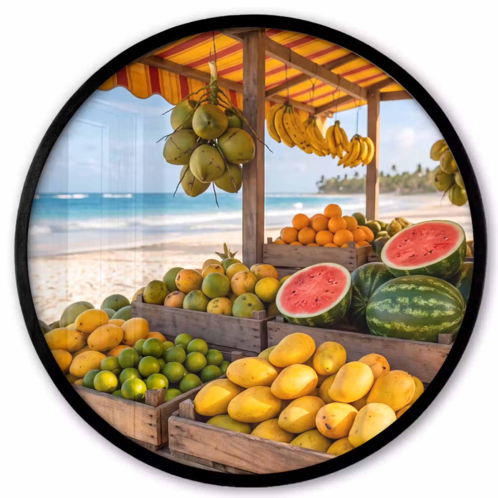 Ronde fotolijst - Fruit - Strand - Tropisch - Fruit - Strand - Tropisch Fotolijst rond zonder passe partout klein