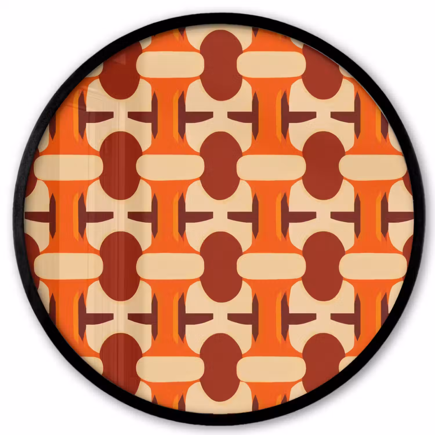 Geometrisch - Retro - Oranje Fotolijst rond zonder passe partout klein 856 -3d
