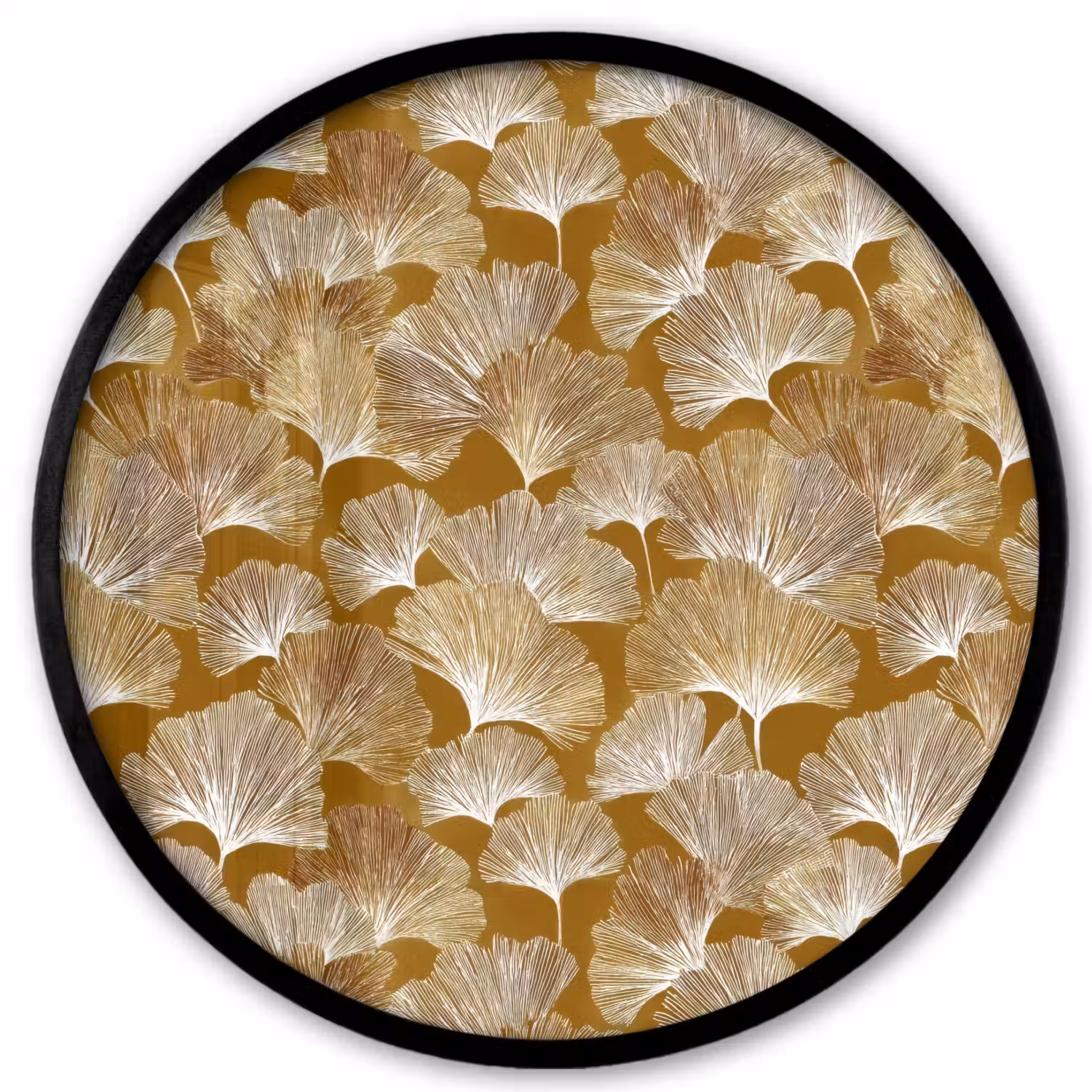 Ginkgo - Bladeren - Goud Fotolijst rond zonder passe partout klein 856 -3d