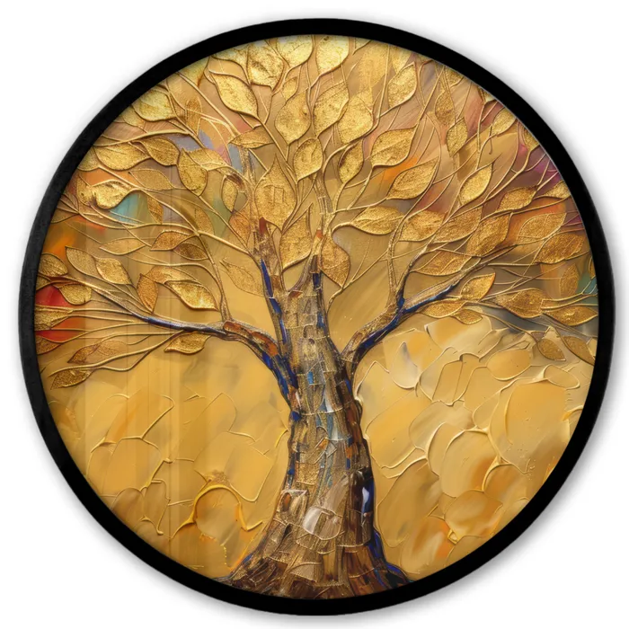 Goud - Boom - Abstract - Modern Fotolijst rond zonder passe partout klein -3d