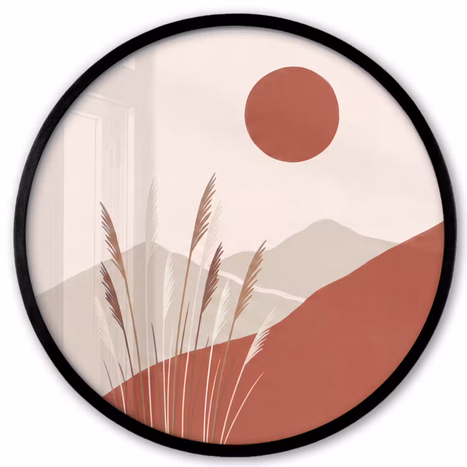 Gras - Landschap - Natuur - Abstract - Beige Fotolijst rond zonder passe partout klein -3d